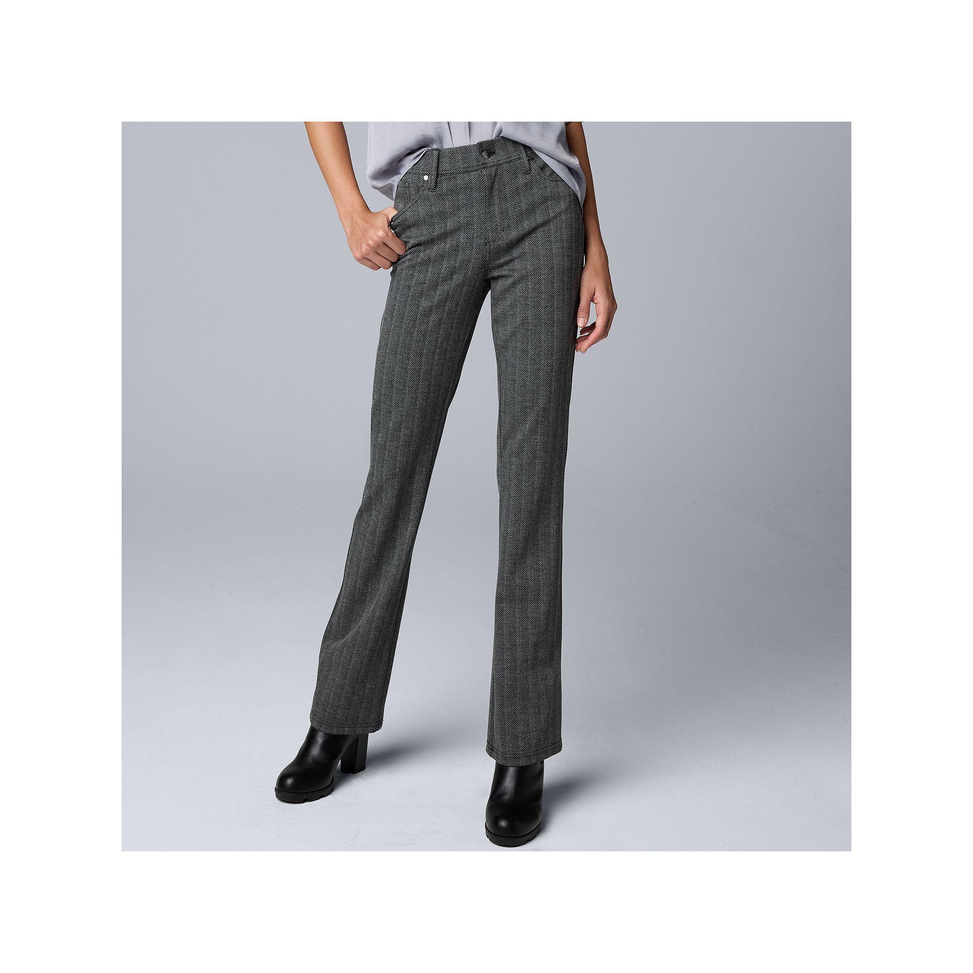 Women's Simply Vera Vera Wang Mid-Rise 5-Pocket Ponte Bootcut Pants, Size: XS, Herringbone Product Image