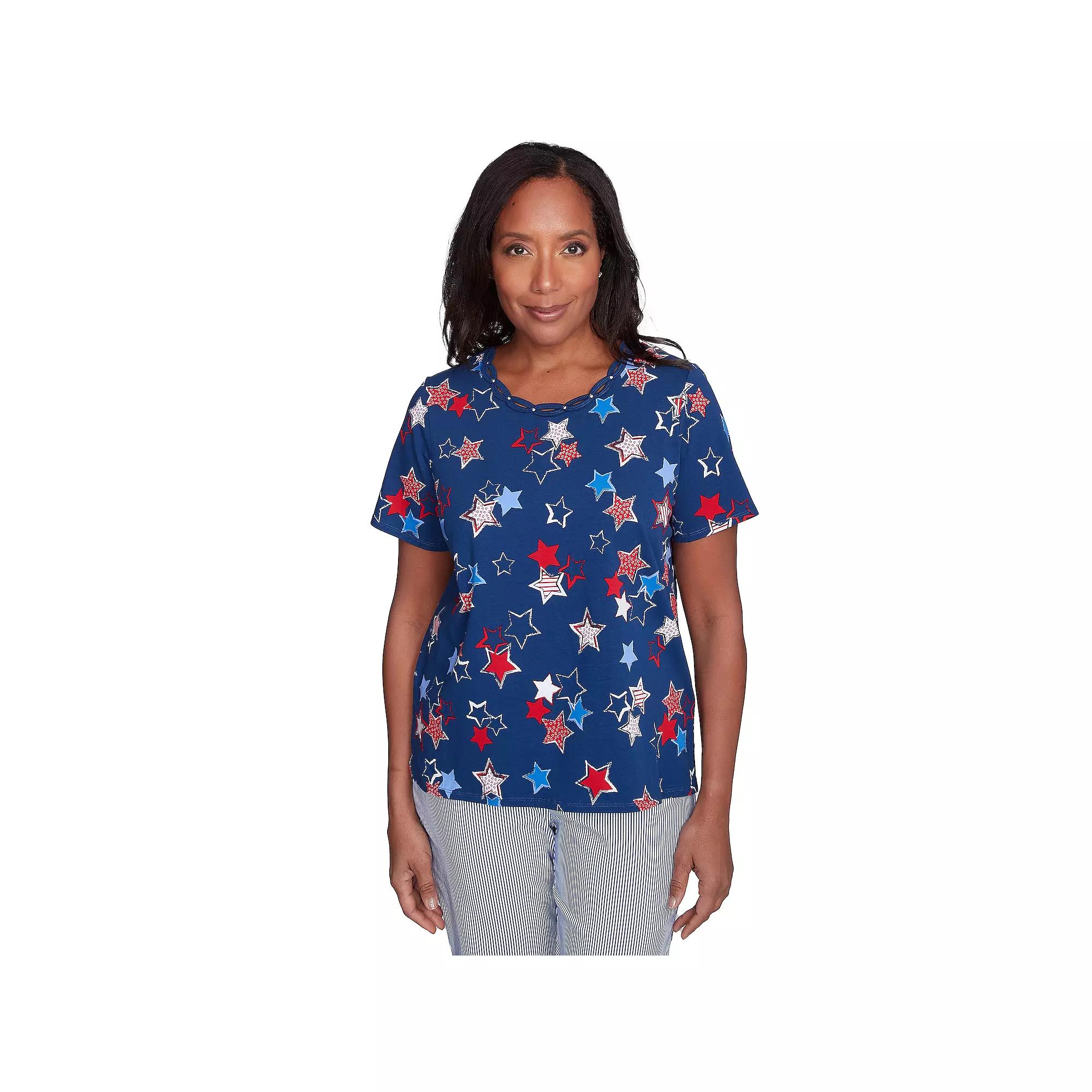 Petite Alfred Dunner Star Studded Tee, Women's,  Product Image