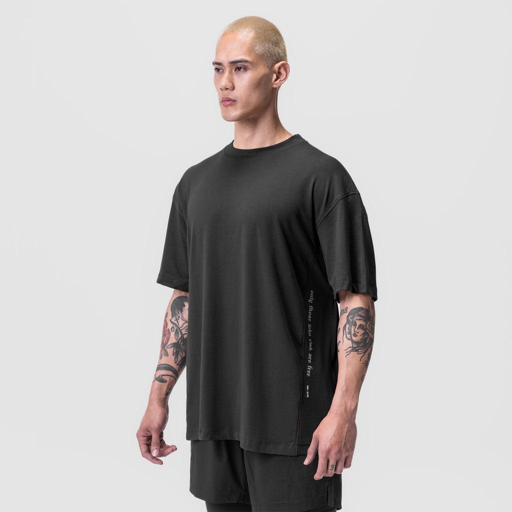 0779. Supima® Mesh Panel Oversized Tee - Dusk Black Product Image