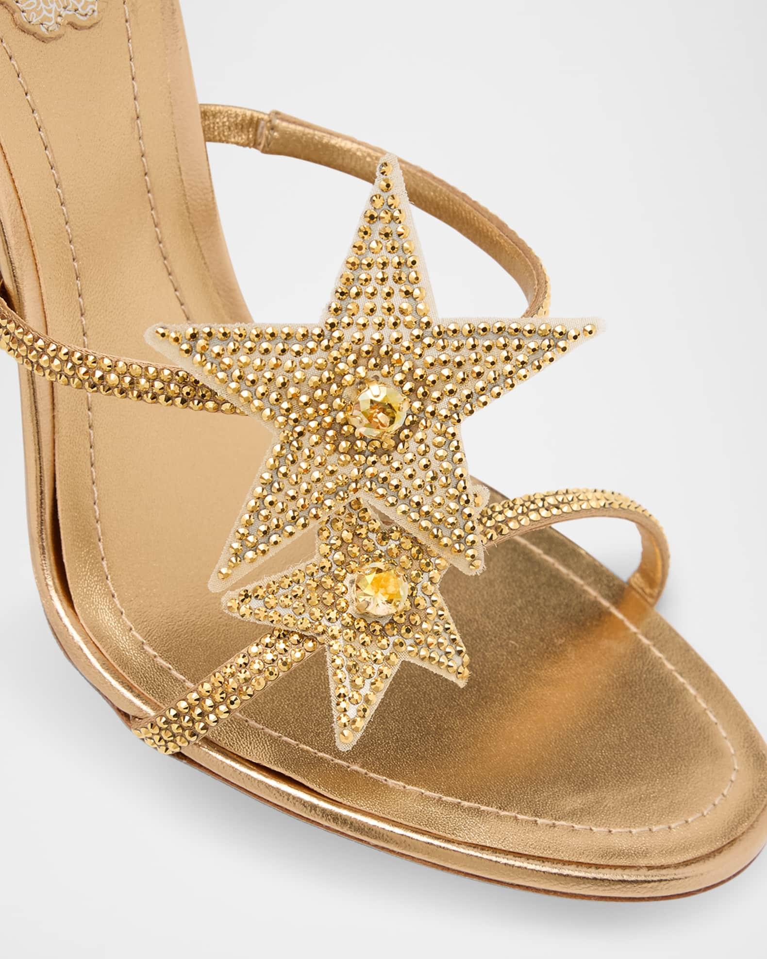 Cleo Crystal Star Satin Snake-Wrap Sandals Product Image