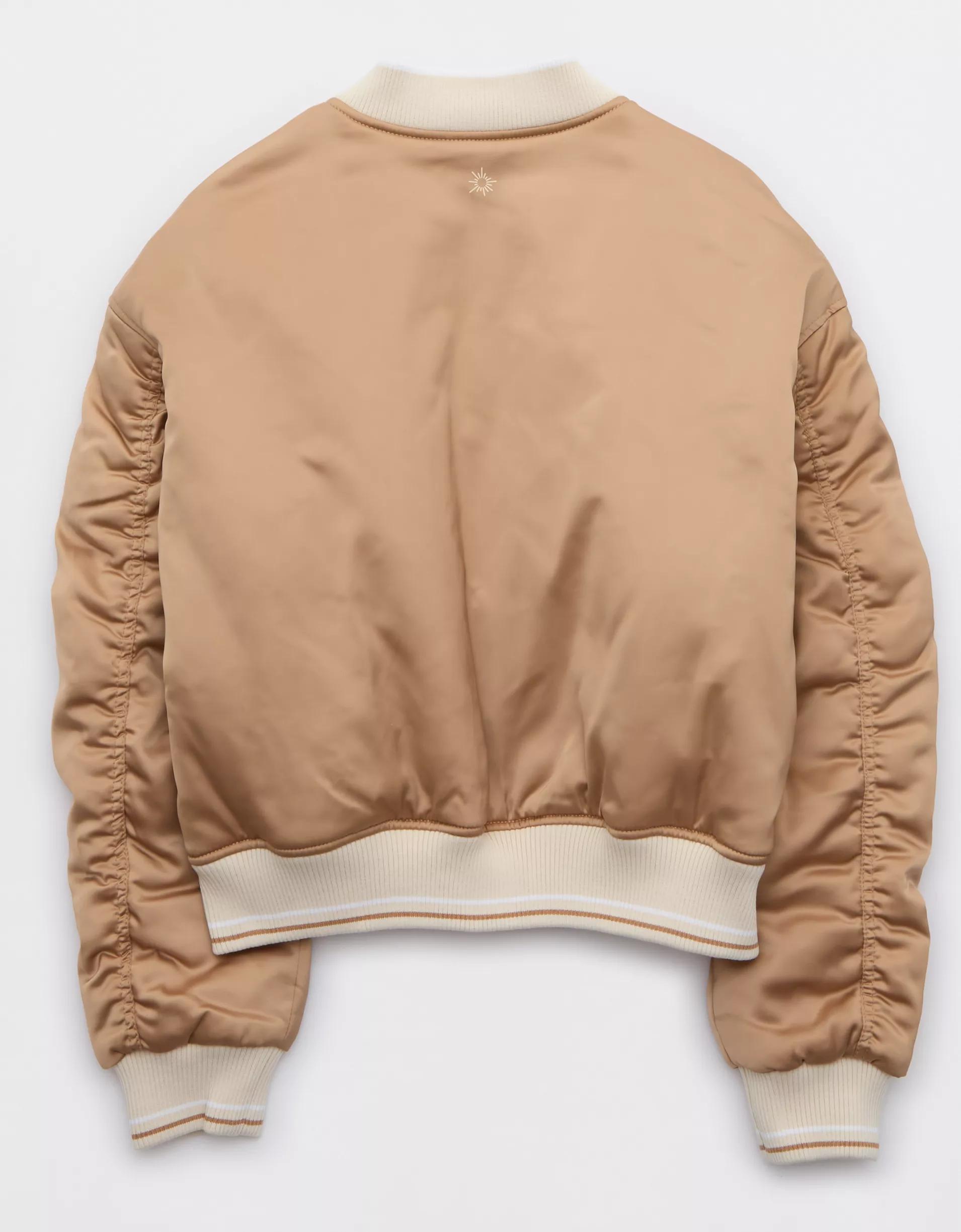 OFFLINE By Aerie Cropped Satin Bomber Jacket Product Image