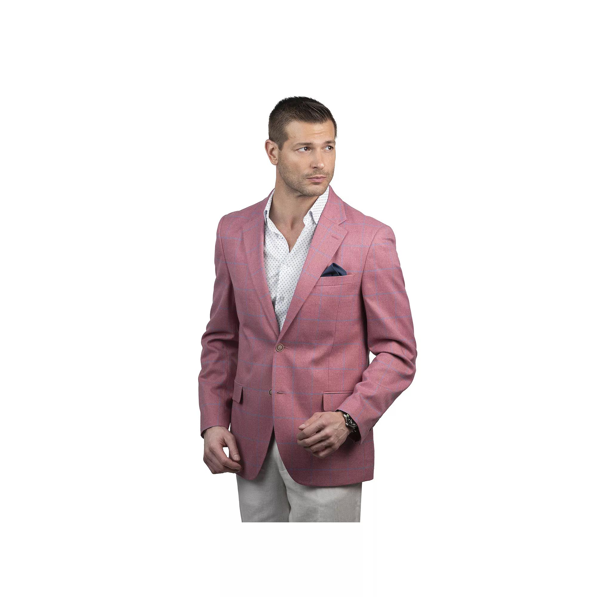 Men's Nautica Modern-Fit Windowpane Sport Coat, Size: 50 - Regular, Pink Windowpane Product Image