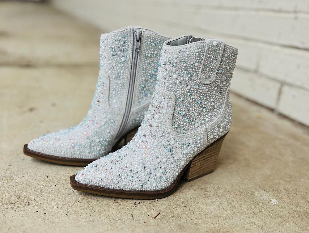 Very G Pearl "Kady" Silver Rhinestone Booties* Product Image