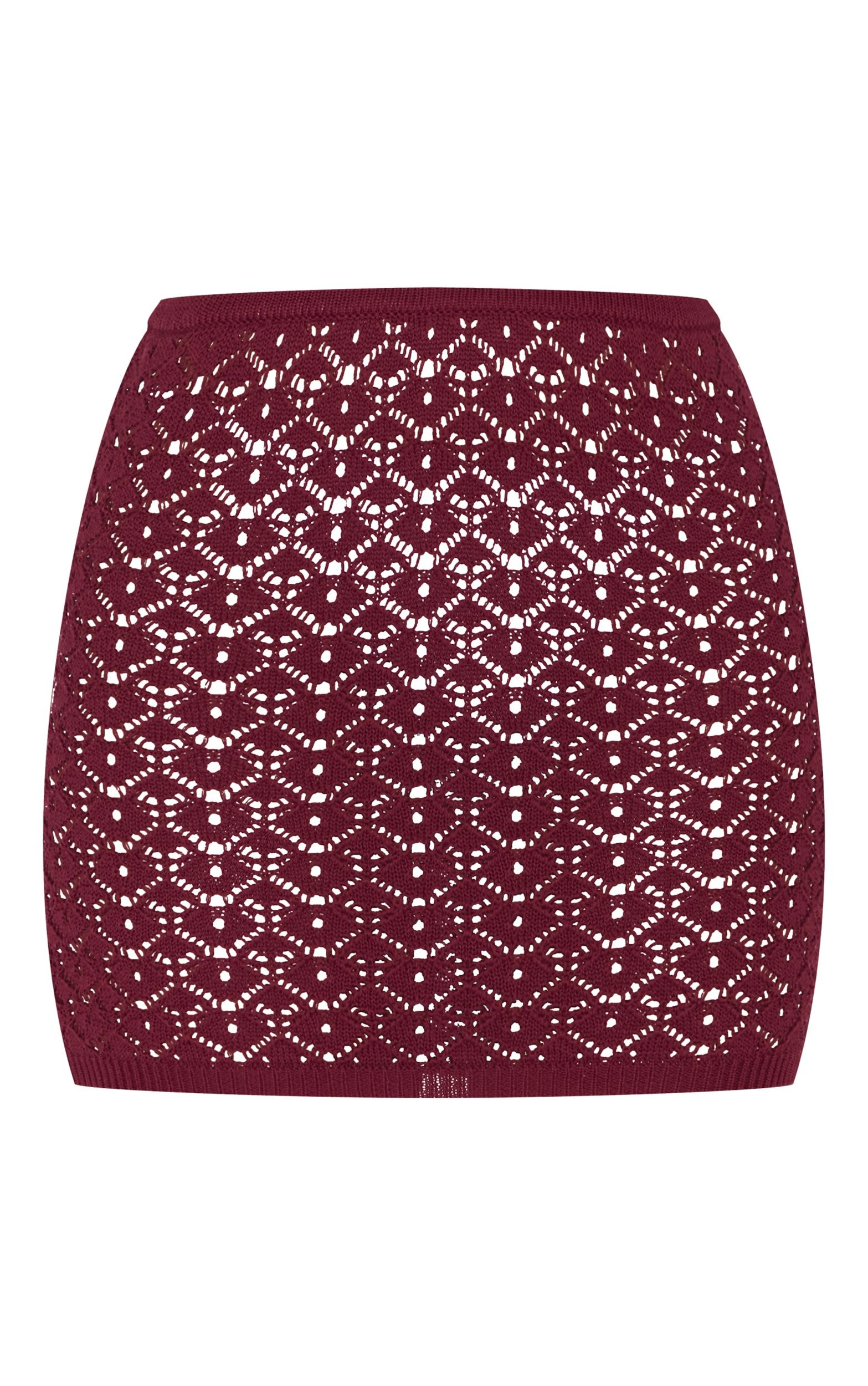 Plum Crochet Mini Skirt Product Image