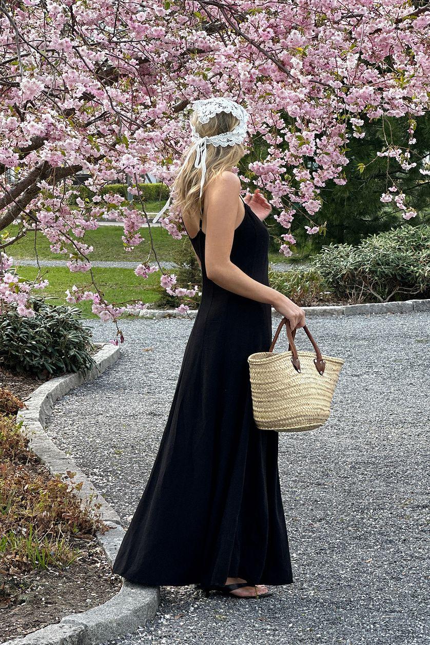 Linen Blend Seam Detail Maxi Dress Product Image