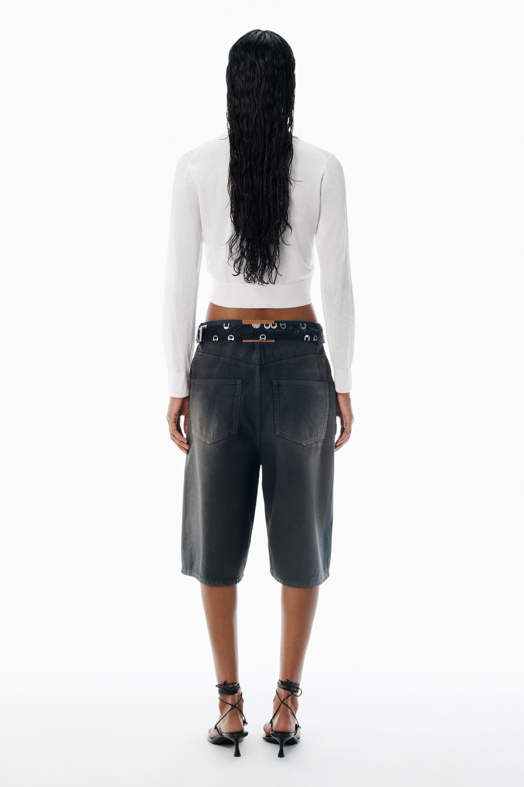 Cropped Cardigan In Clear Bead Hotfix Product Image