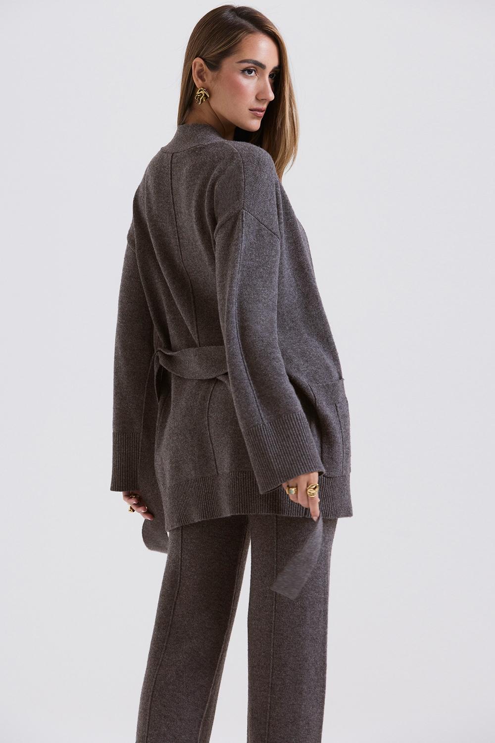 Alaia  charcoal cashmere blend belted cardigan - sale Product Image