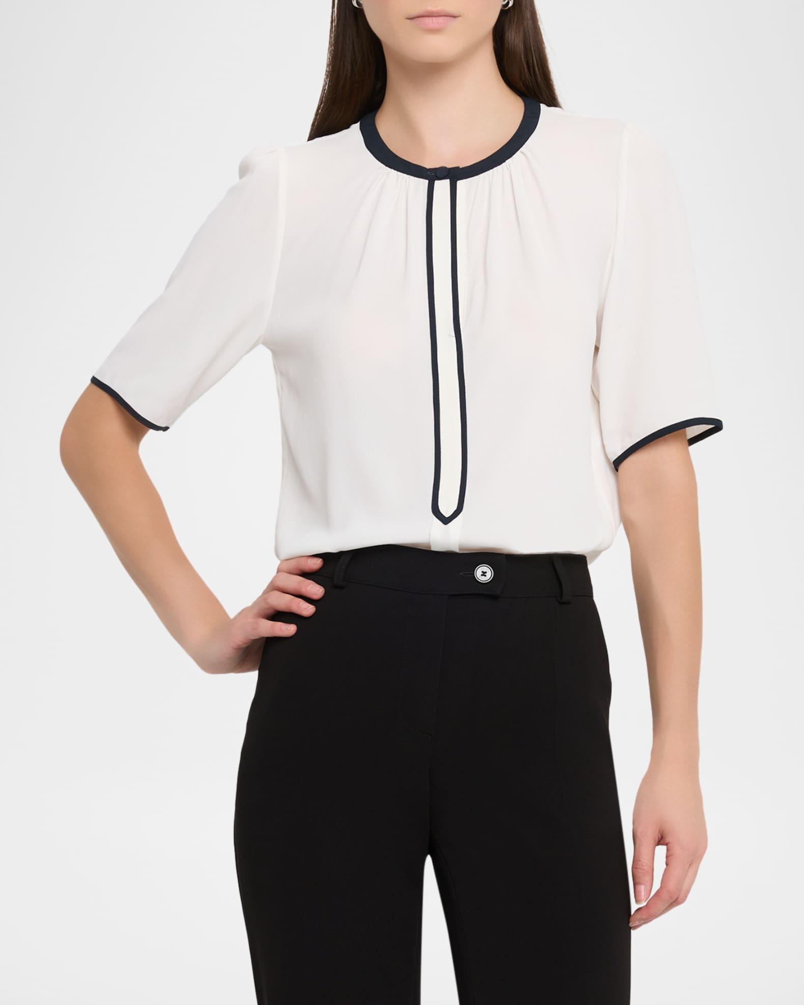 Silk-Blend Blouse with Piping  Product Image