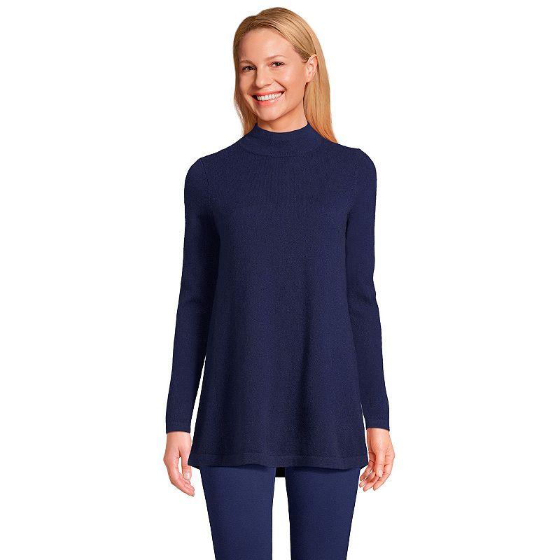 Women's Lands' End Cashmere Mock Neck Swing Tunic Sweater,  Product Image