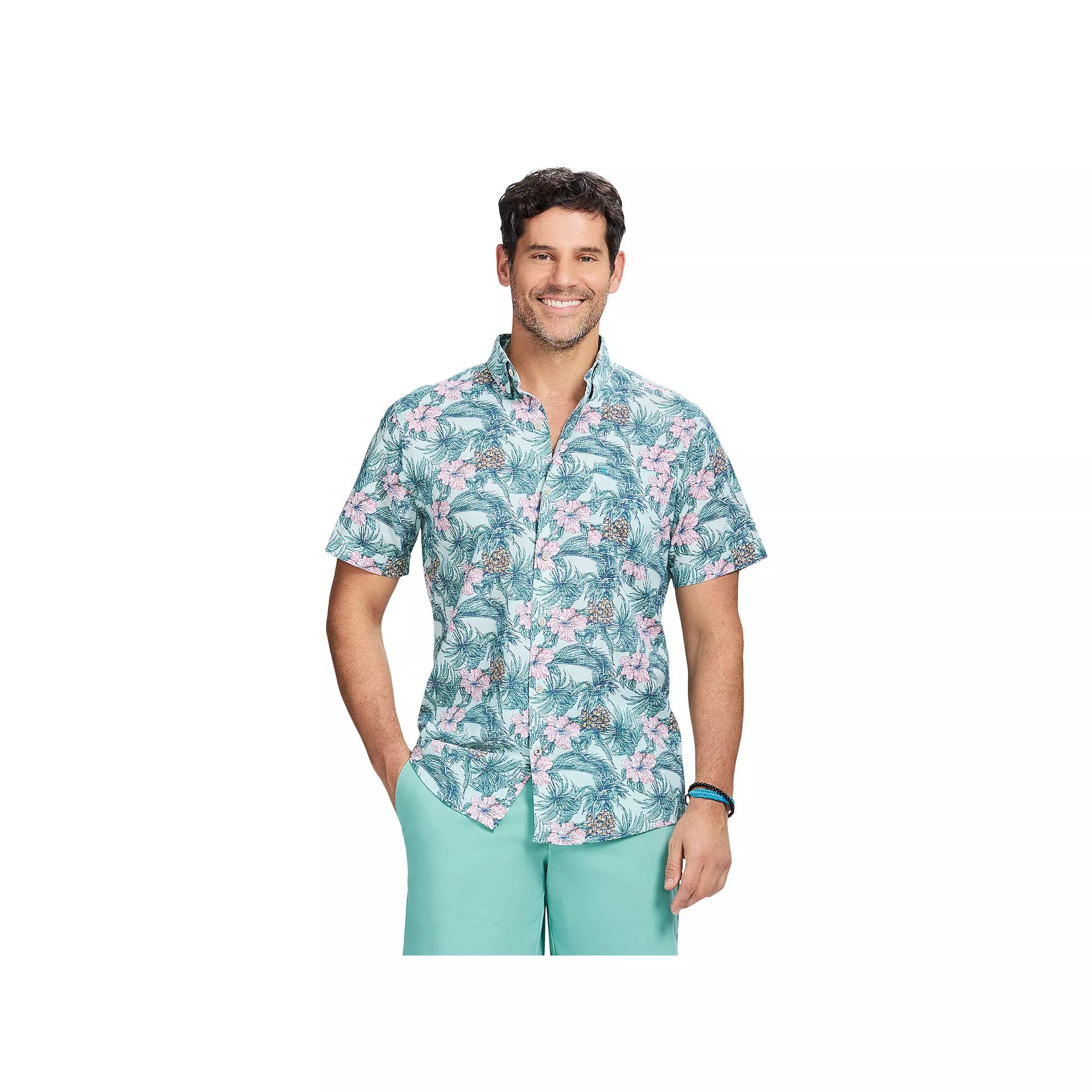 Men's IZOD Dockside Short Sleeve Chambray, Size: Small, Moonlight Green Product Image