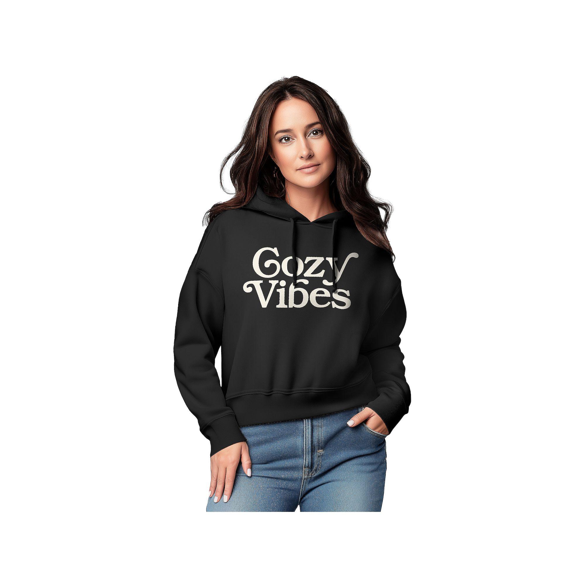 Women's Cozy Vibes Graphic Cropped Hoodie,  Product Image