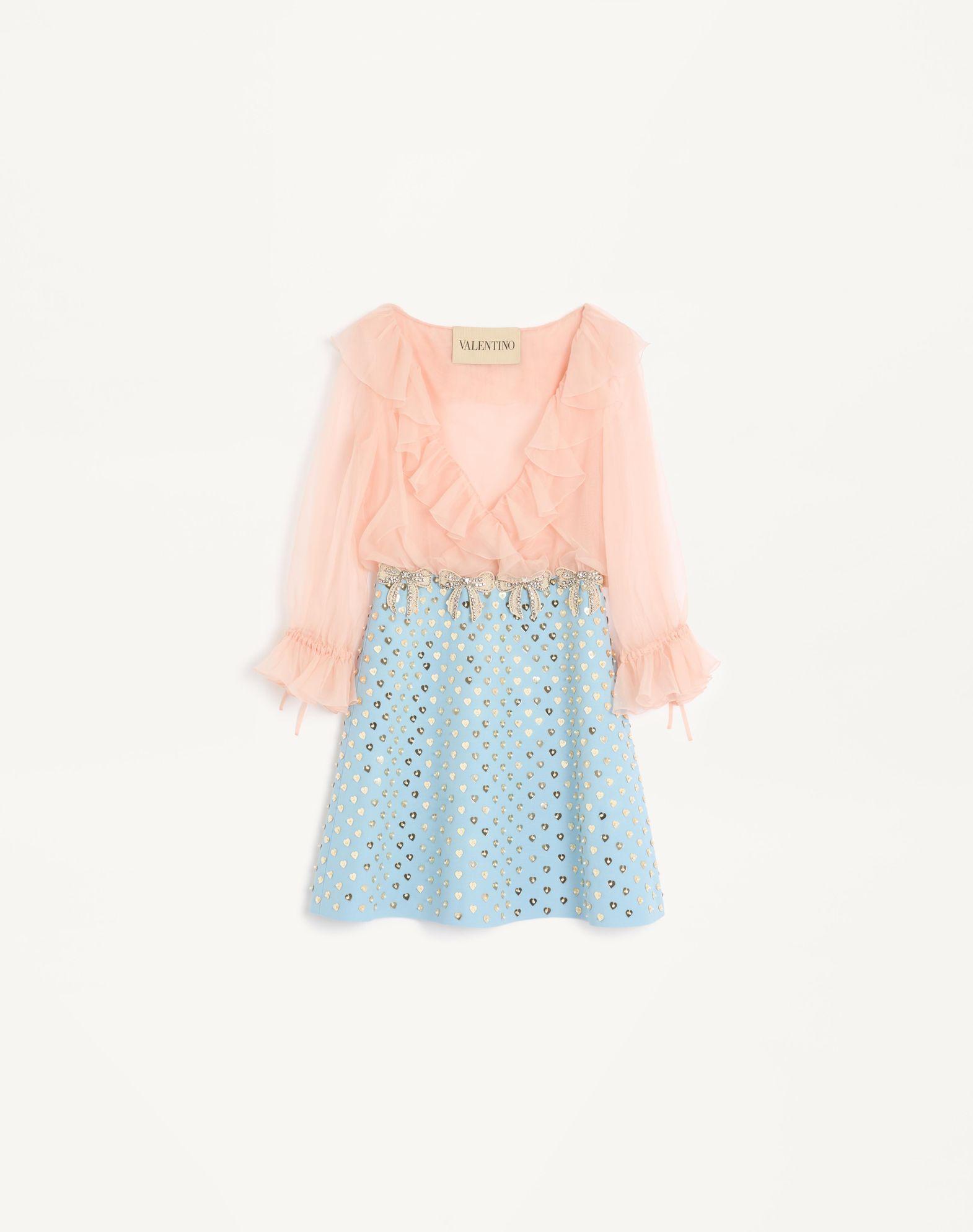 Embroidered Crepe Couture Short Dress Product Image