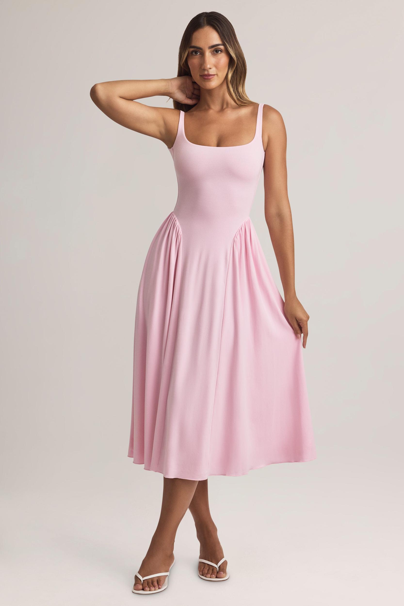 Modal A-Line Midaxi Dress in Pastel Pink Product Image