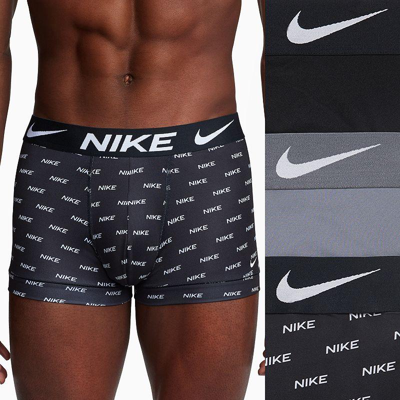 Men's Nike Dri-FIT Essential 3-pack Microfiber Trunks, Size: Medium, Nike Logo Grey Black Product Image