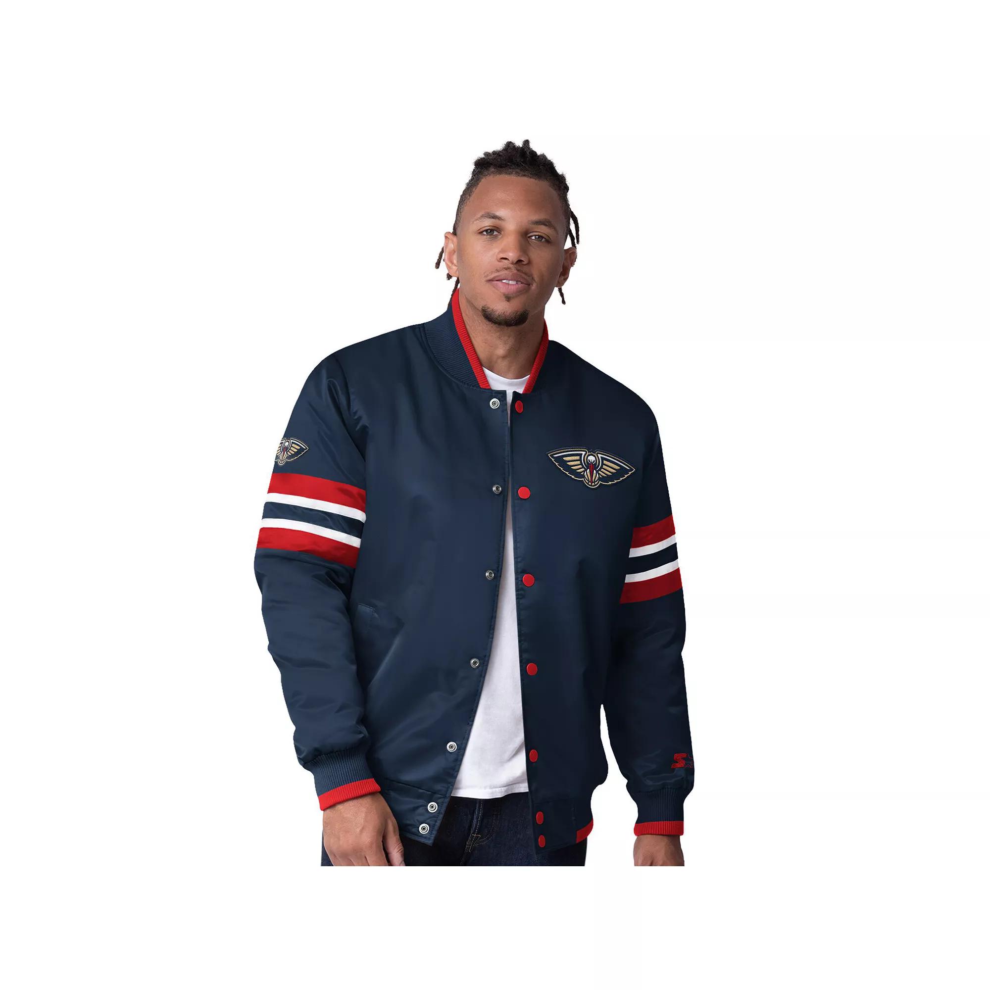 Men's Starter Black Miami Heat Scout Varsity Satin Full-Snap Jacket,  Product Image