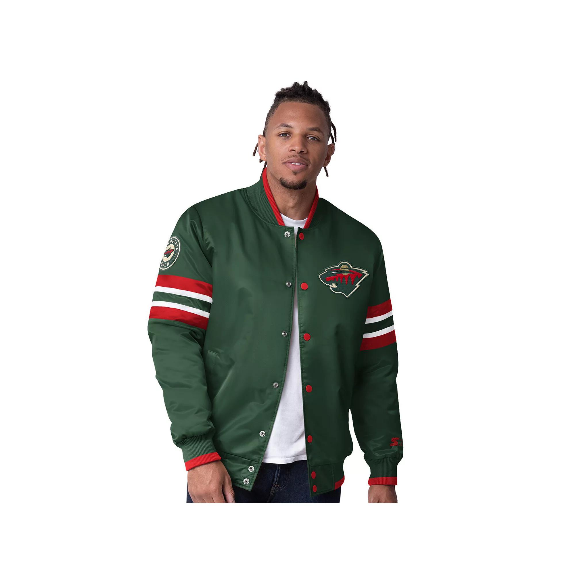 Men's Starter Green Minnesota Wild Scout I Full-Snap Varsity Jacket, Size: XL Product Image