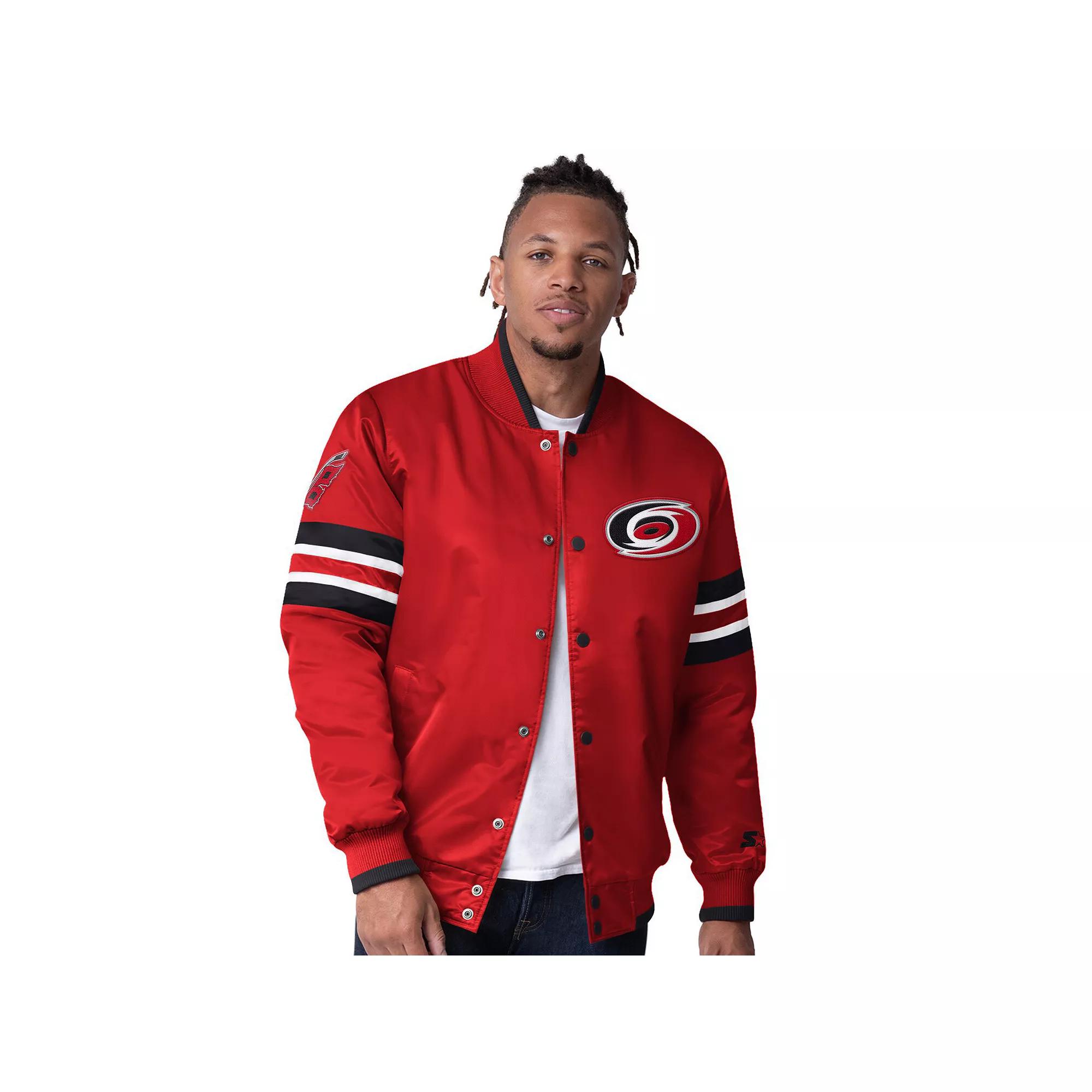 Men's Starter Red Carolina Hurricanes Scout I Full-Snap Varsity Jacket,  Product Image