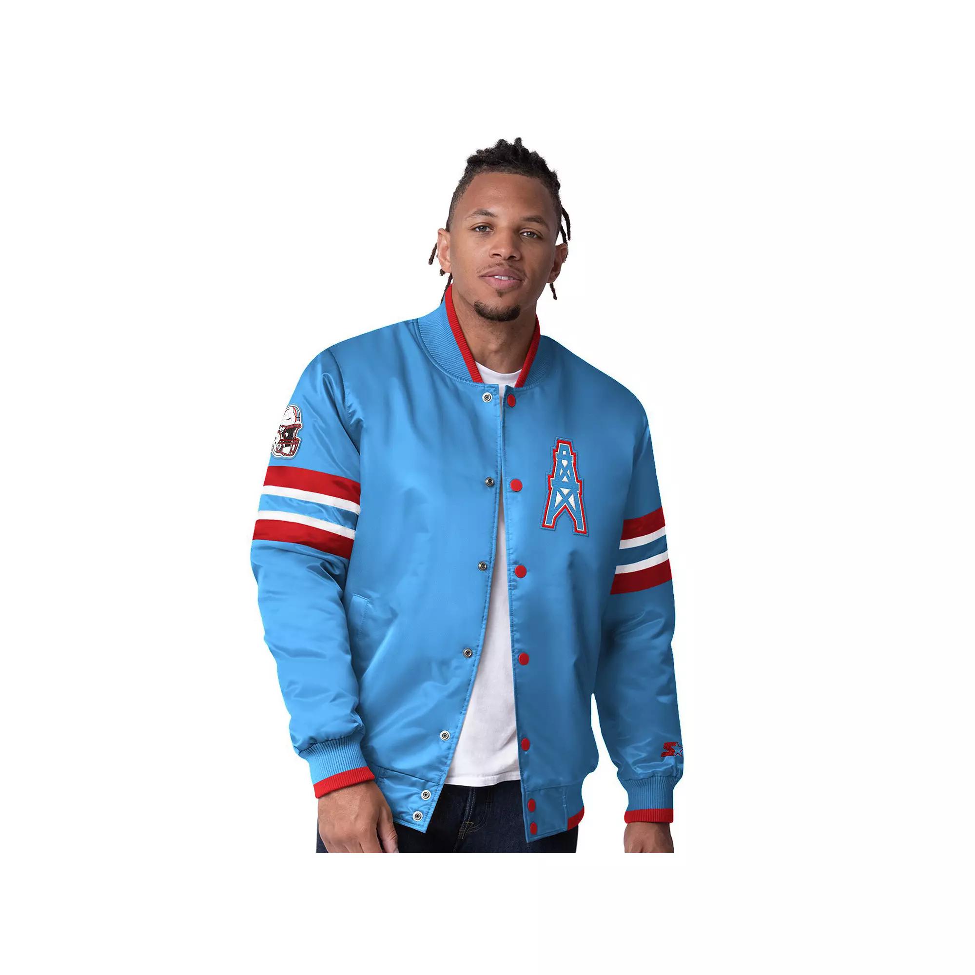 Men's Starter Light Blue Houston Oilers Gridiron Classics Vintage Logo Scout I Full-Snap Varsity Jacket,  Product Image