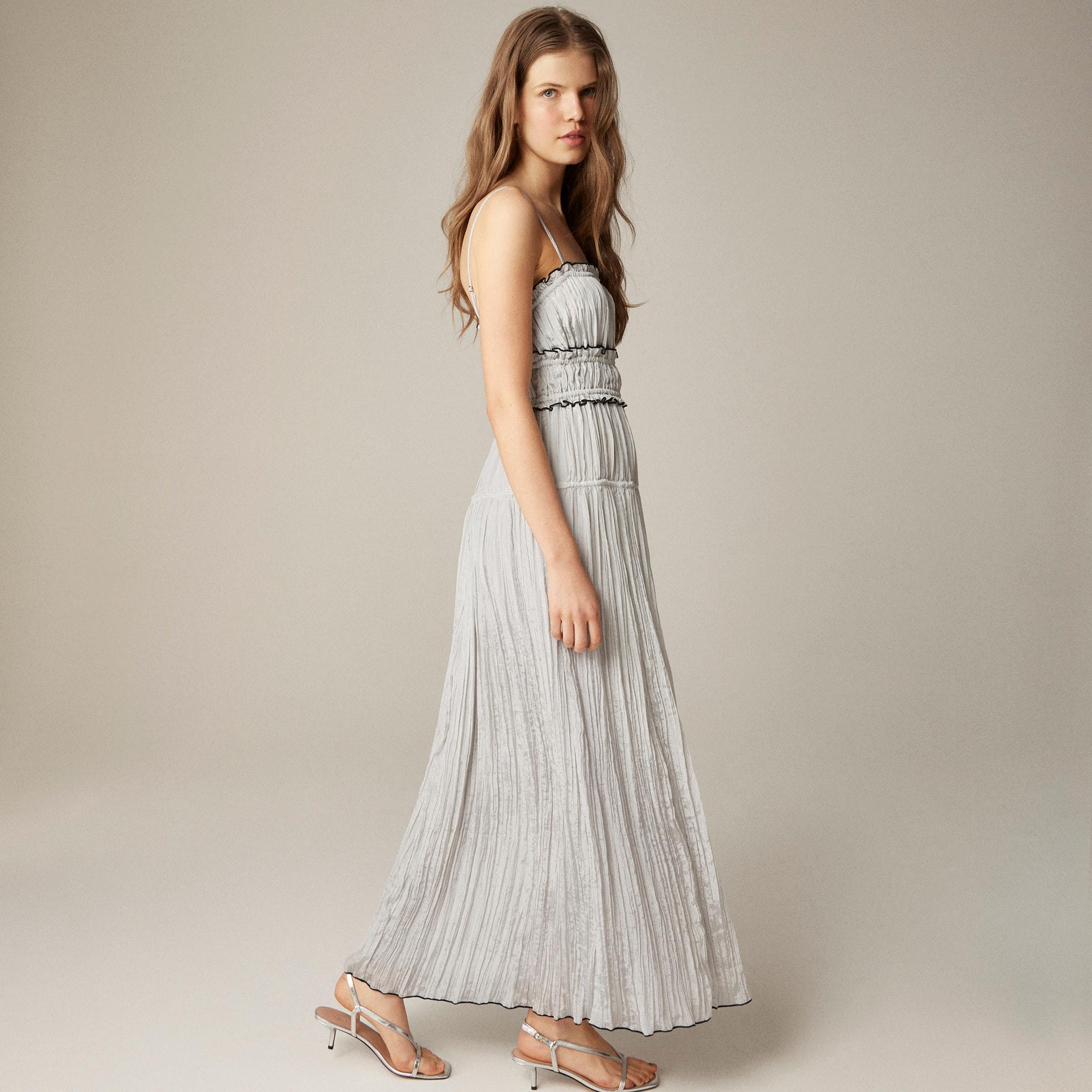 Crinkled ruffle-trim dress Product Image