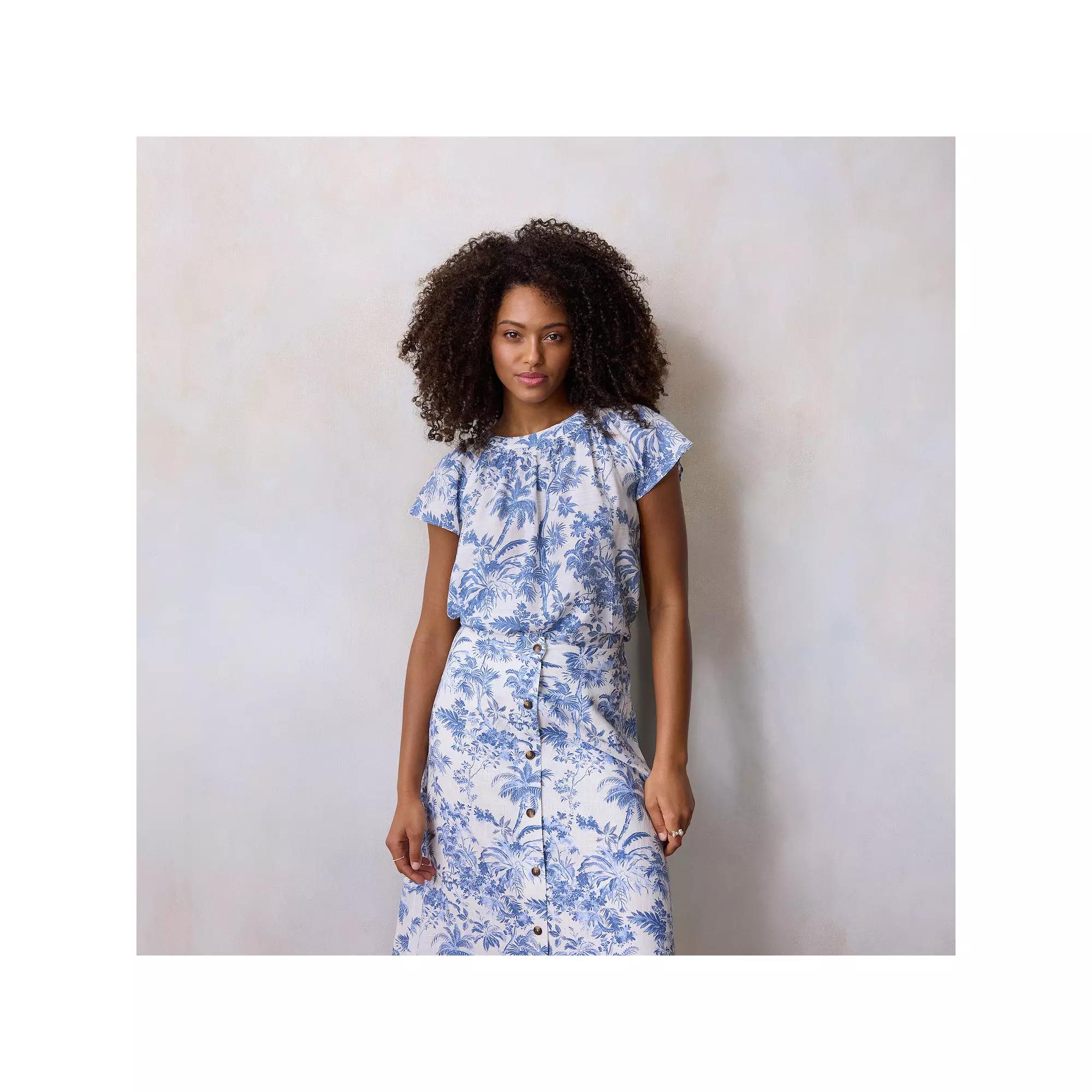 Petite LC Lauren Conrad Tie-Front Shirred Neck Shell Top, Women's,  Product Image