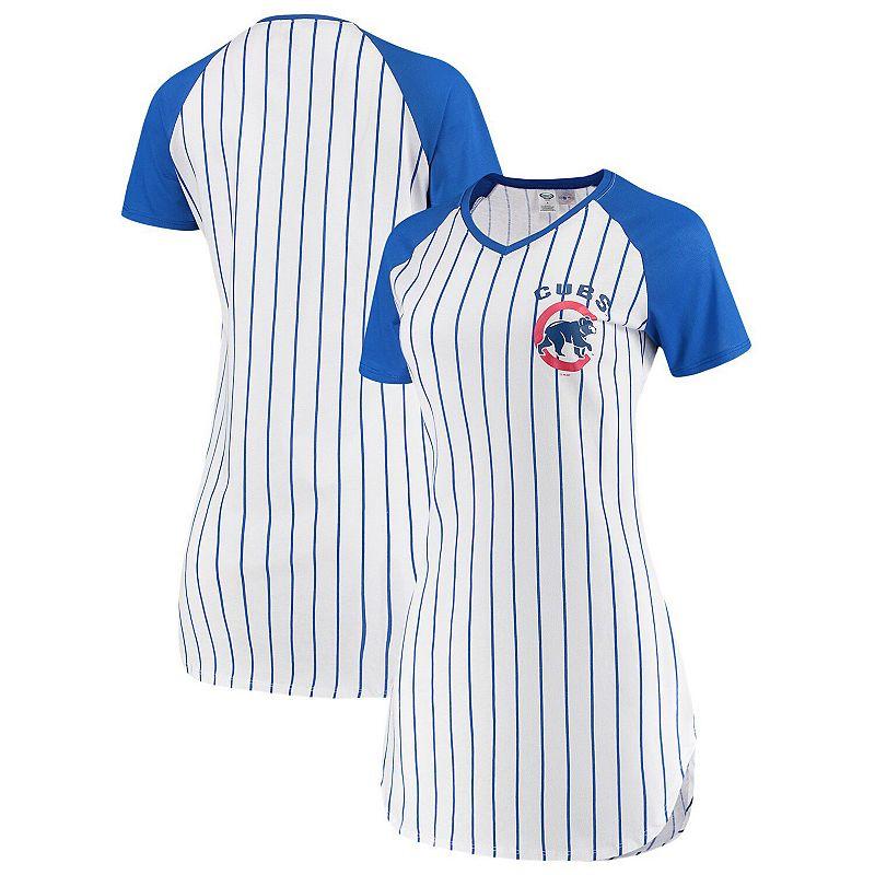 Women's Concepts Sport White Chicago Cubs Vigor Pinstripe Nightshirt,  Product Image