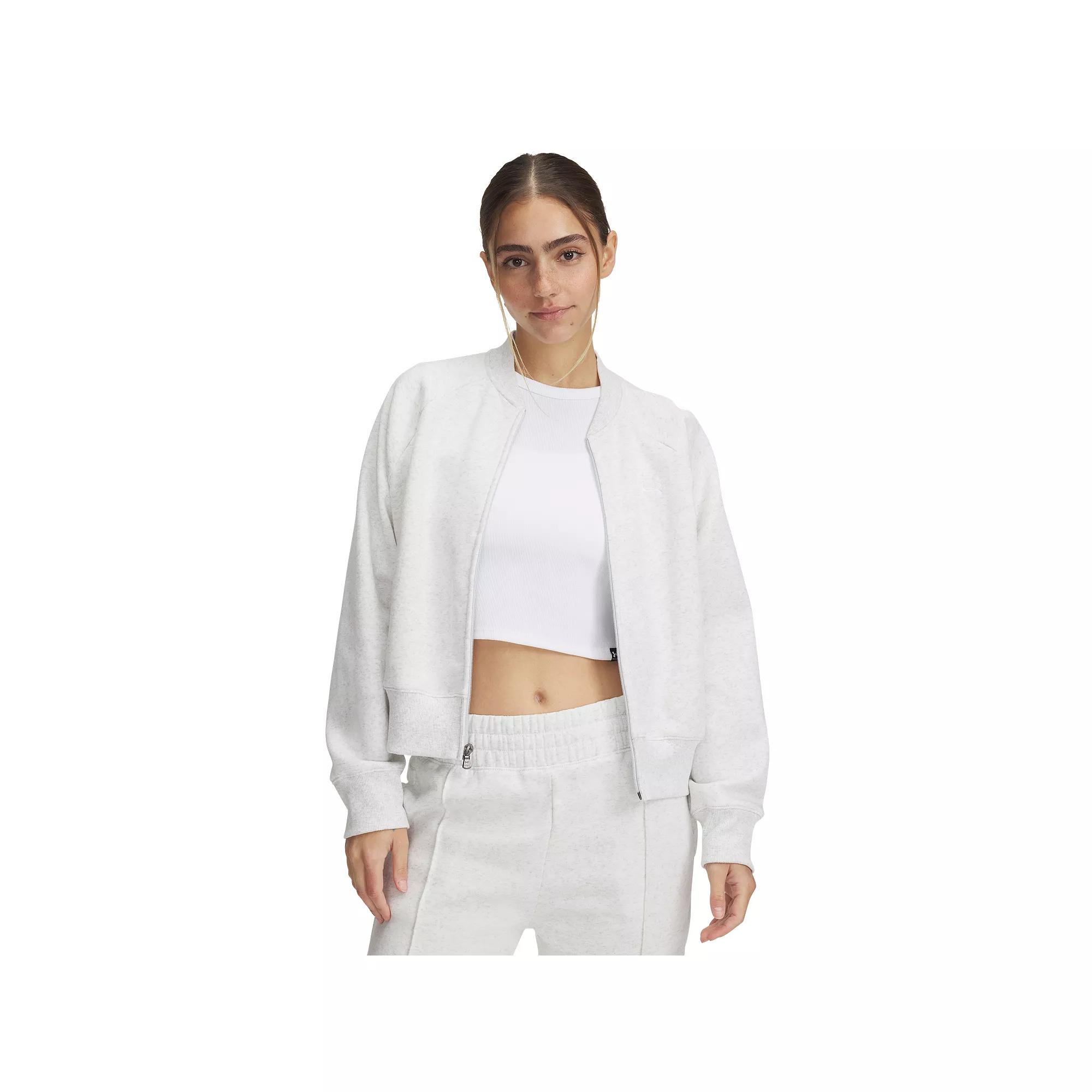 Women's Under Armour Rival Fleece Bomber Jacket, Size: XS, Gray Light Grey Product Image