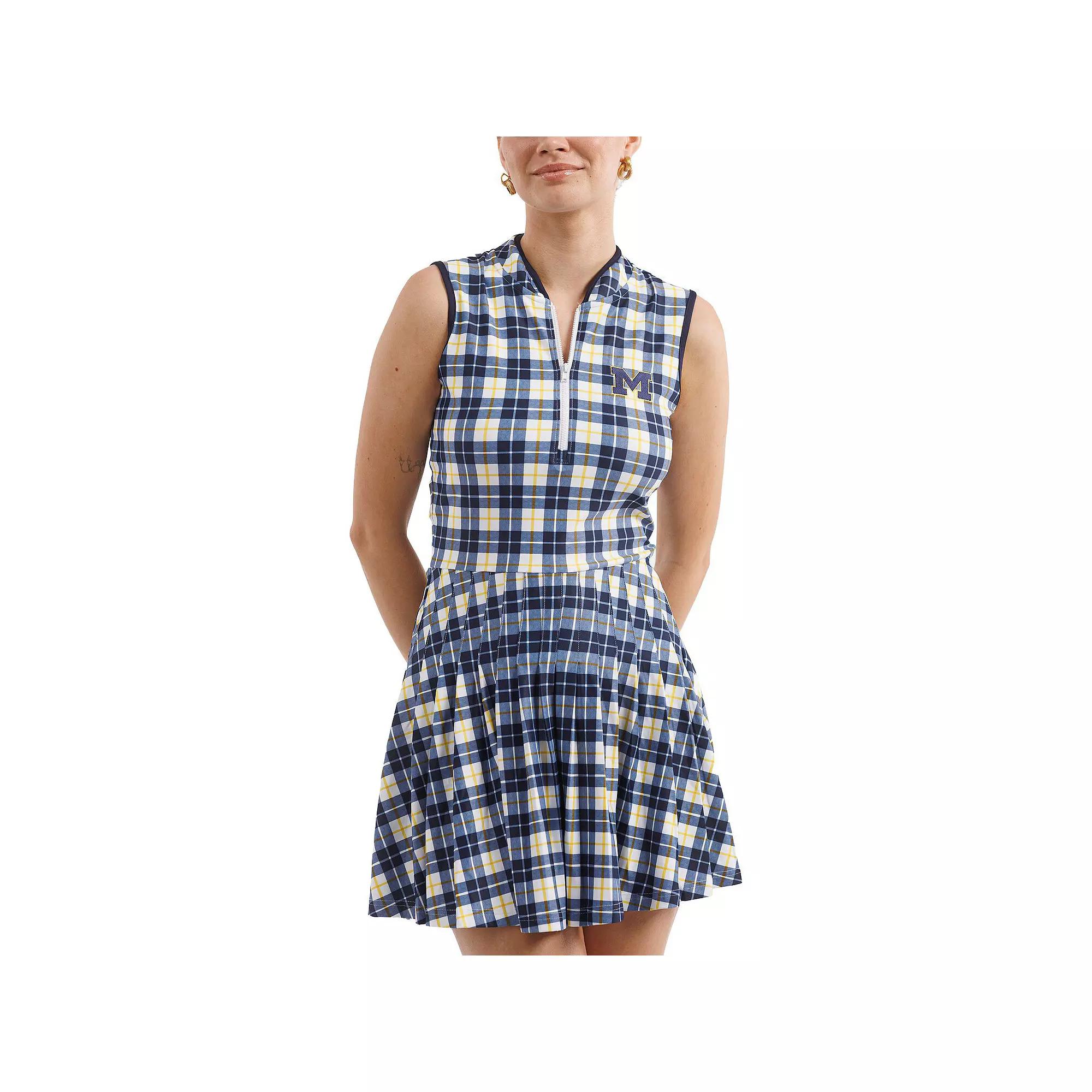Women's Smith & Quinn Navy/Maize Michigan Wolverines Tailgate Collection Mackenzie Pleated Dress, Size: Medium, Blue Product Image