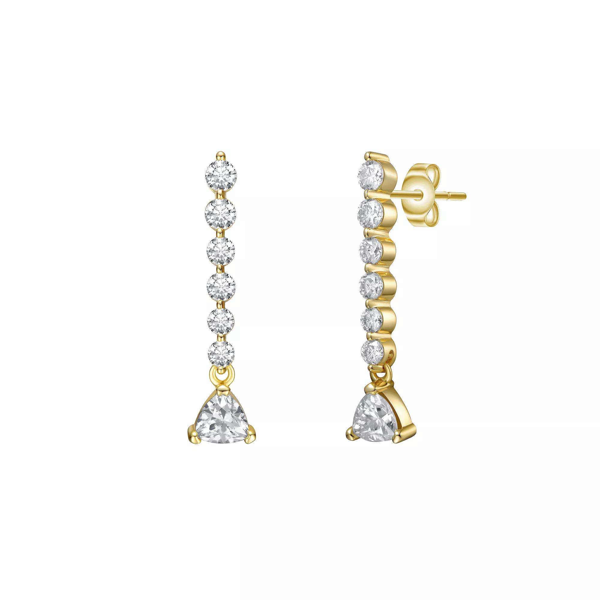 Stella Valentino 14k Gold over Sterling Silver Lab-Created Moissanite Linear Dangle Journey Earrings, Womens, Gold Tone Product Image