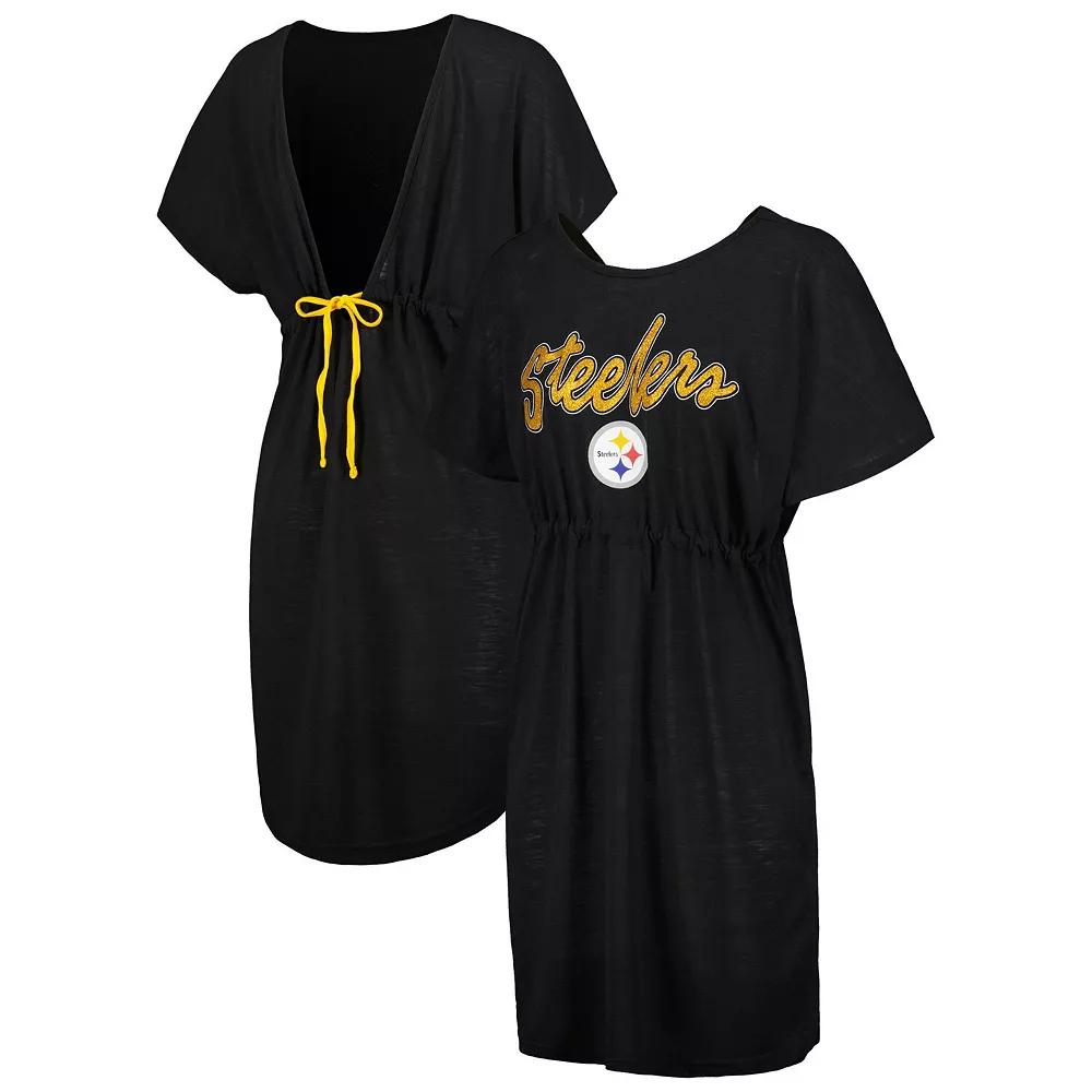 Women's G-III 4Her by Carl Banks Black Pittsburgh Steelers Versus Swim Cover-Up,  Product Image