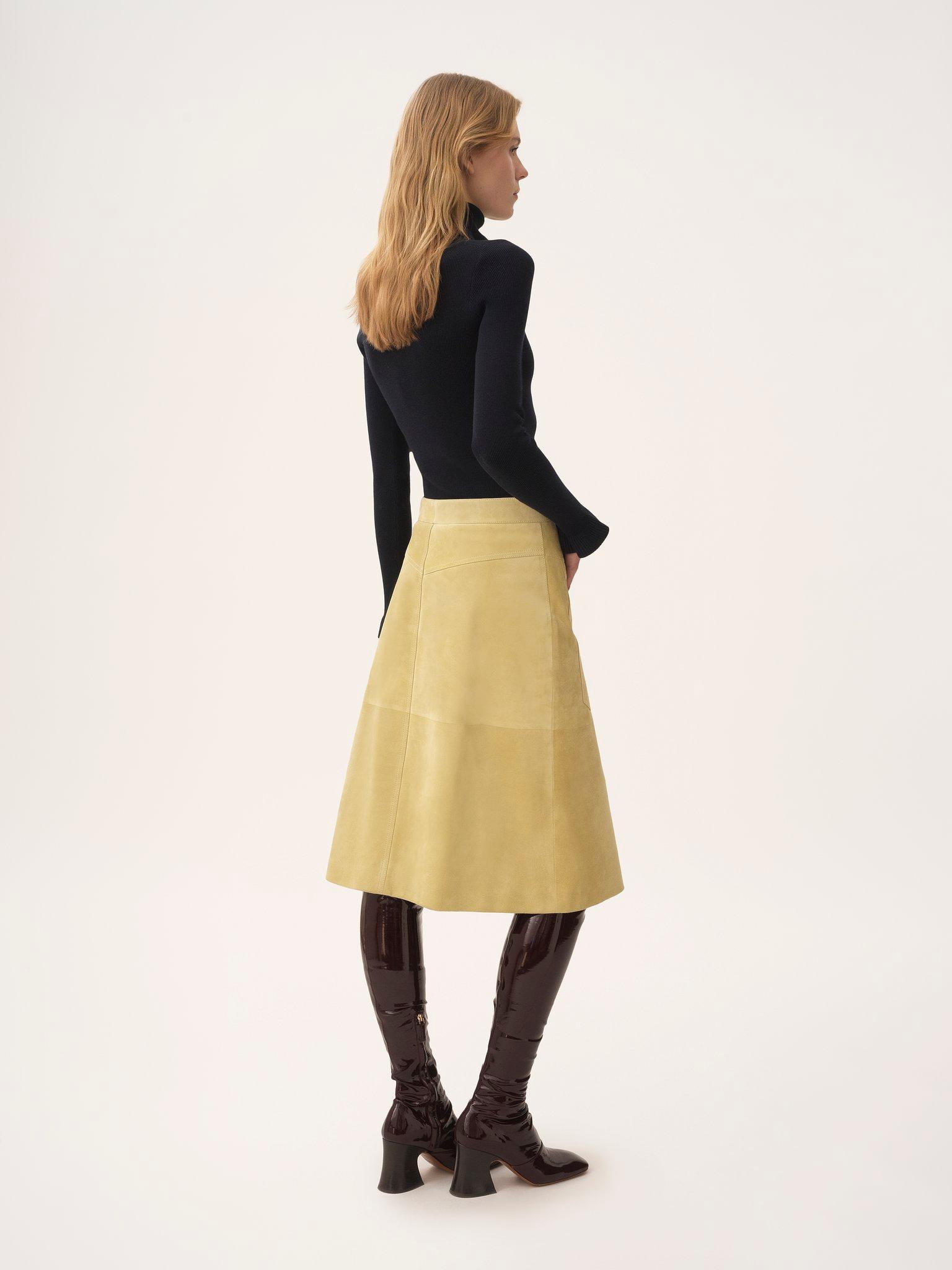 Knee-length skirt in suede Product Image