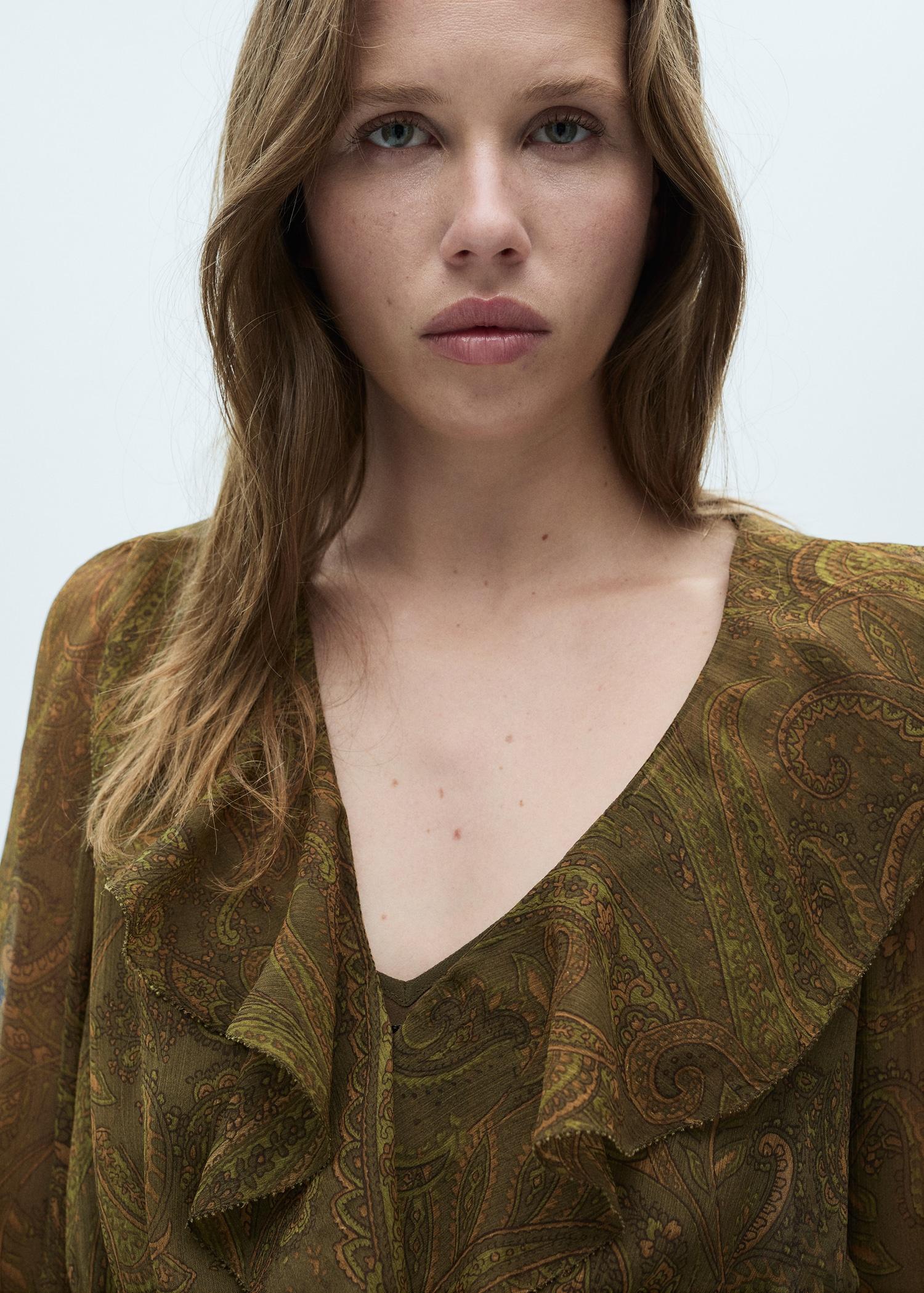 Ruffled paisley-print dress - Women | MANGO USA Product Image