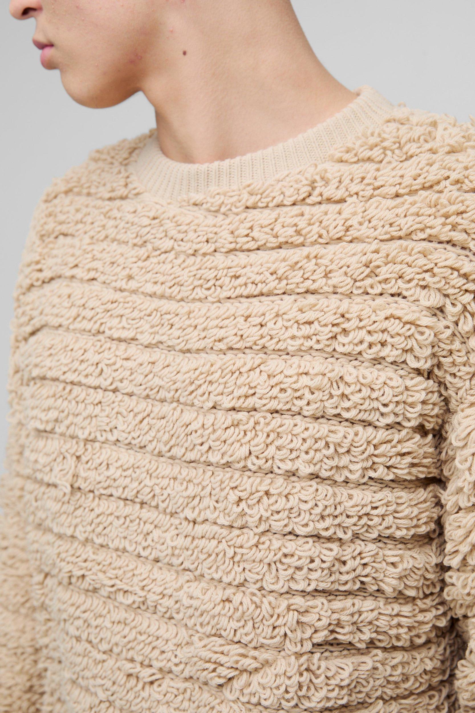 Oversized Boxy Distressed Textured Knitted Sweater | boohooMAN USA Product Image