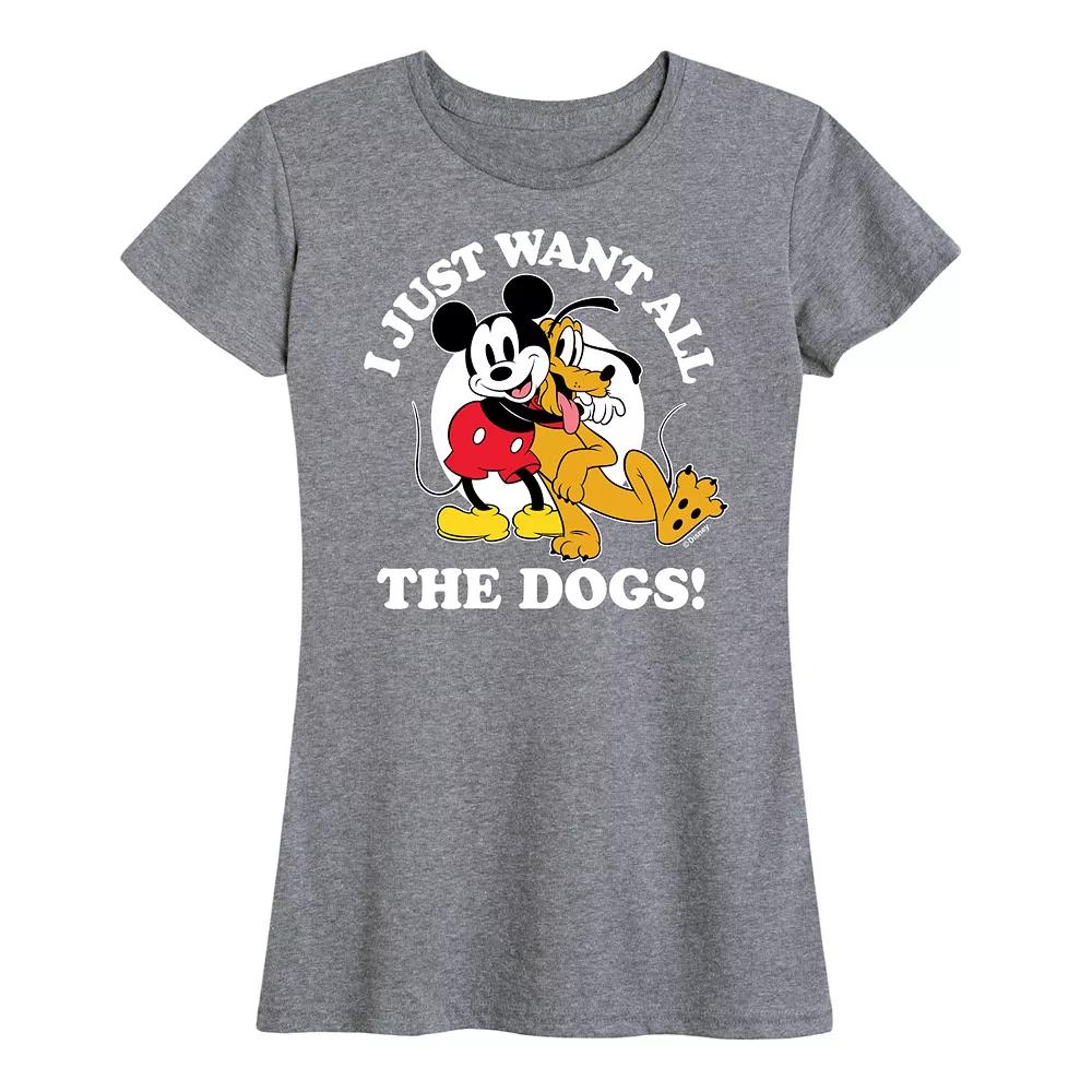 Disney's Mickey Mouse & Pluto Women's Just Want All Dogs Graphic Tee,  Product Image