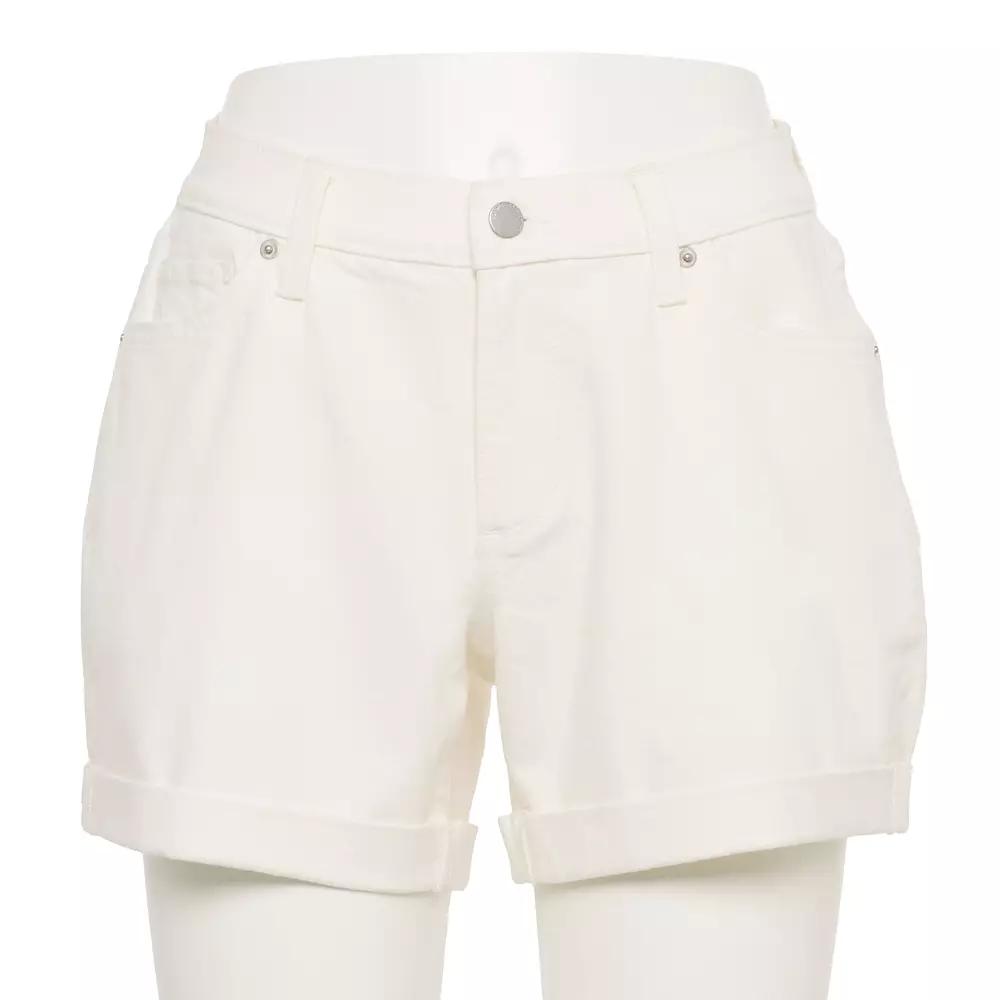 Women's Sonoma Goods For Life® Curvy Mid-Rise Roll Cuff Jean Shorts, Size: 2, Vital White Product Image