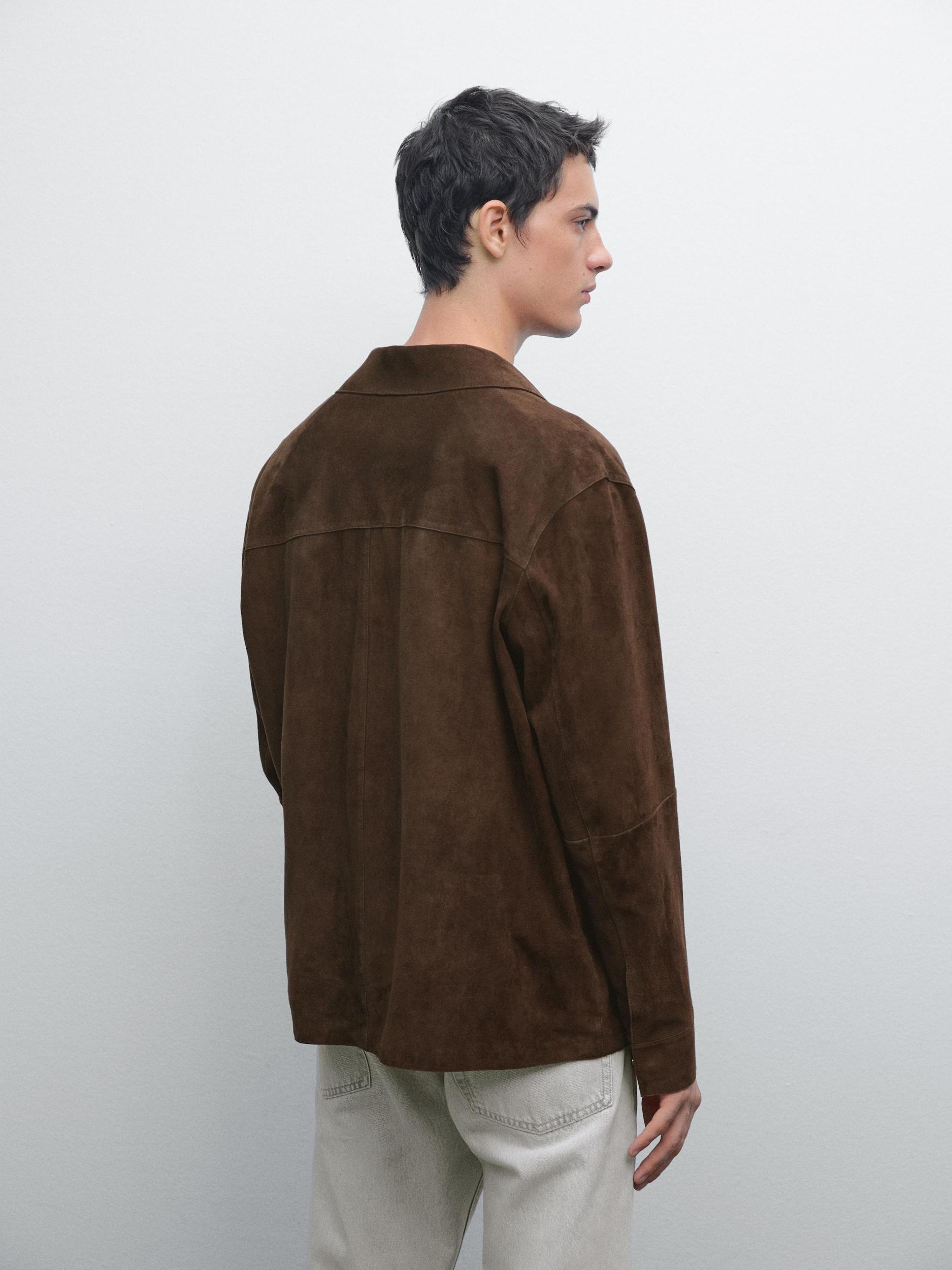Lightweight suede leather overshirt Product Image