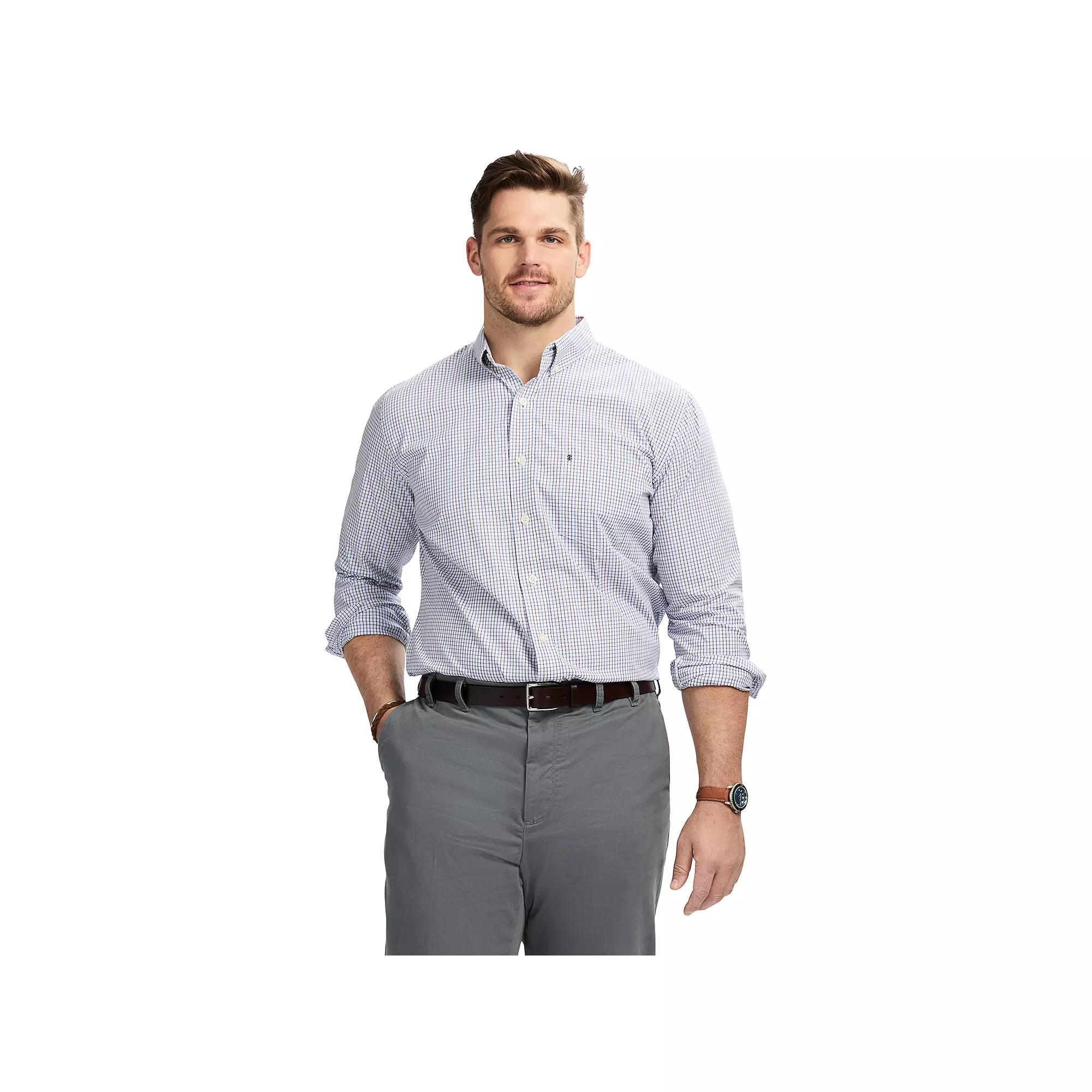 Big & Tall IZOD Performance Long Sleeve Plaid Button Down Shirt, Men's, Size: 3XL Tall, Sunset Purple Product Image