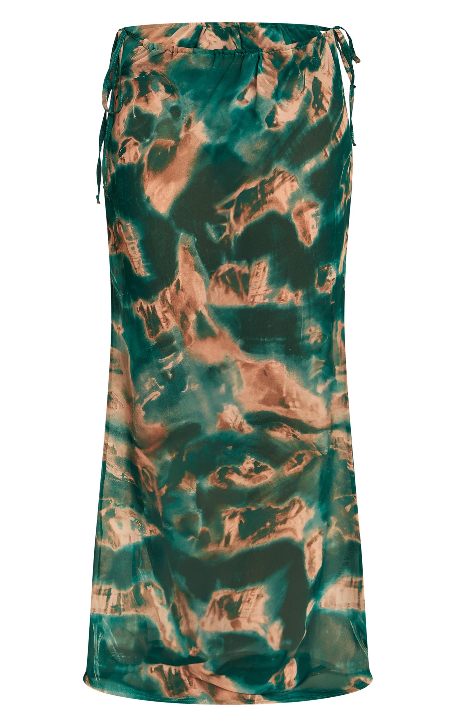 Shell Tie Dye Chiffon Fishtail Maxi Beach Skirt Product Image
