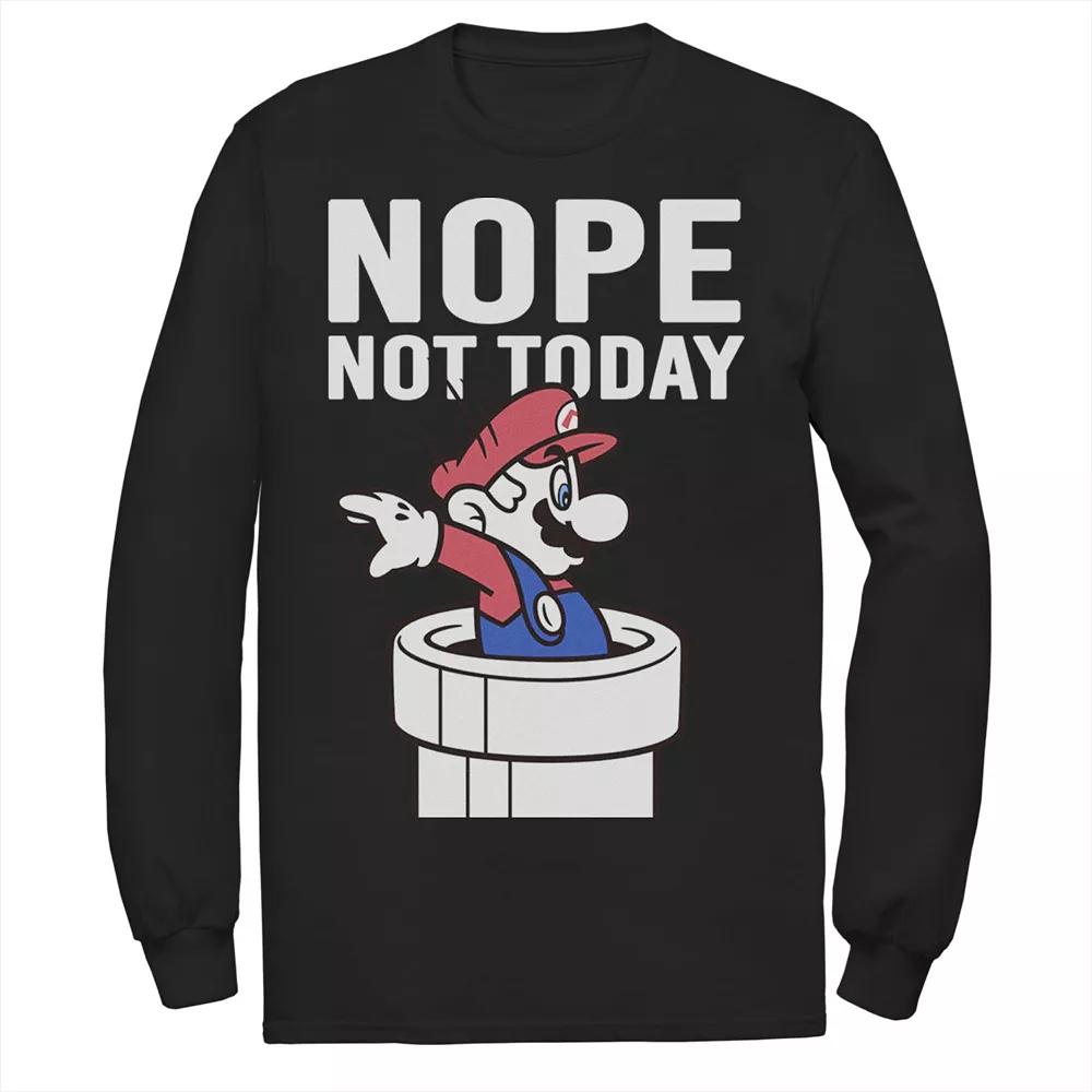 Big & Tall Nintendo Super Mario Bros Nope Not Today Long Sleeve, Men's, Size: 5XL, Black Product Image