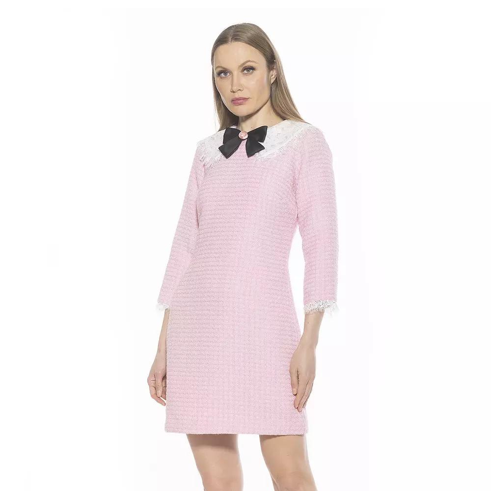 Women's ALEXIA ADMOR Monique Lace Collar Tweed Shift Dress,  Product Image