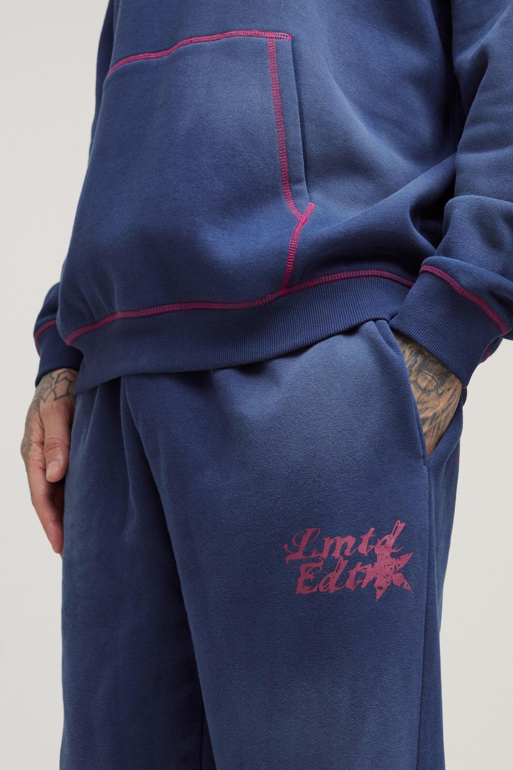 Tall Oversized Contrast Stitch Lmted Spray Wash Sweatpants | boohooMAN USA Product Image