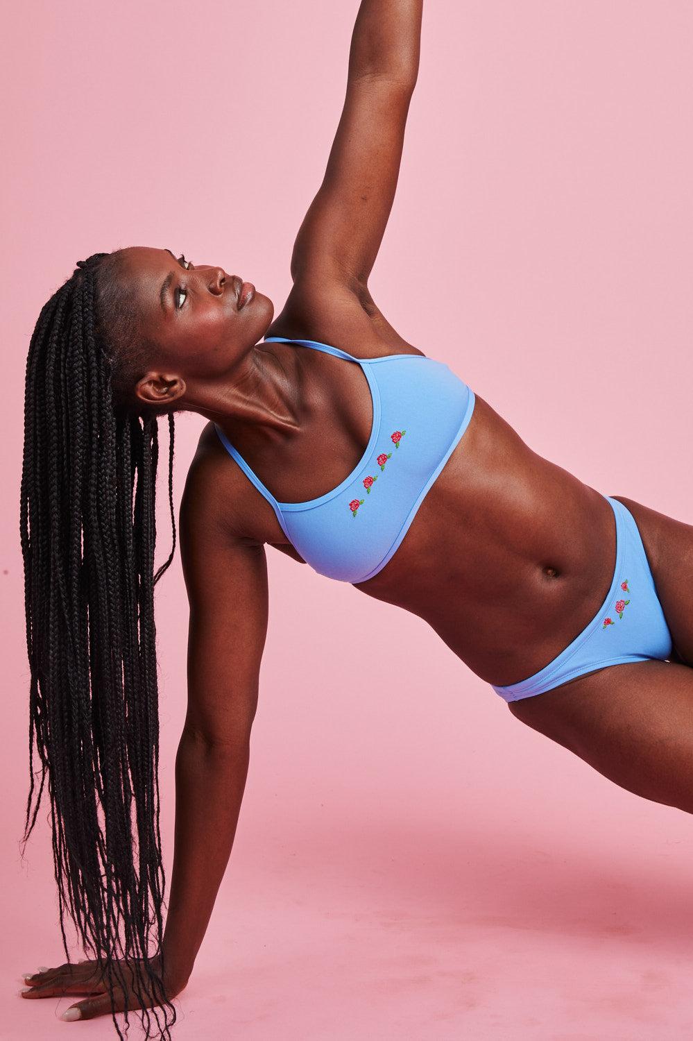 Embroidered Jocelyn Bikini Top - Azure Rose Female Product Image