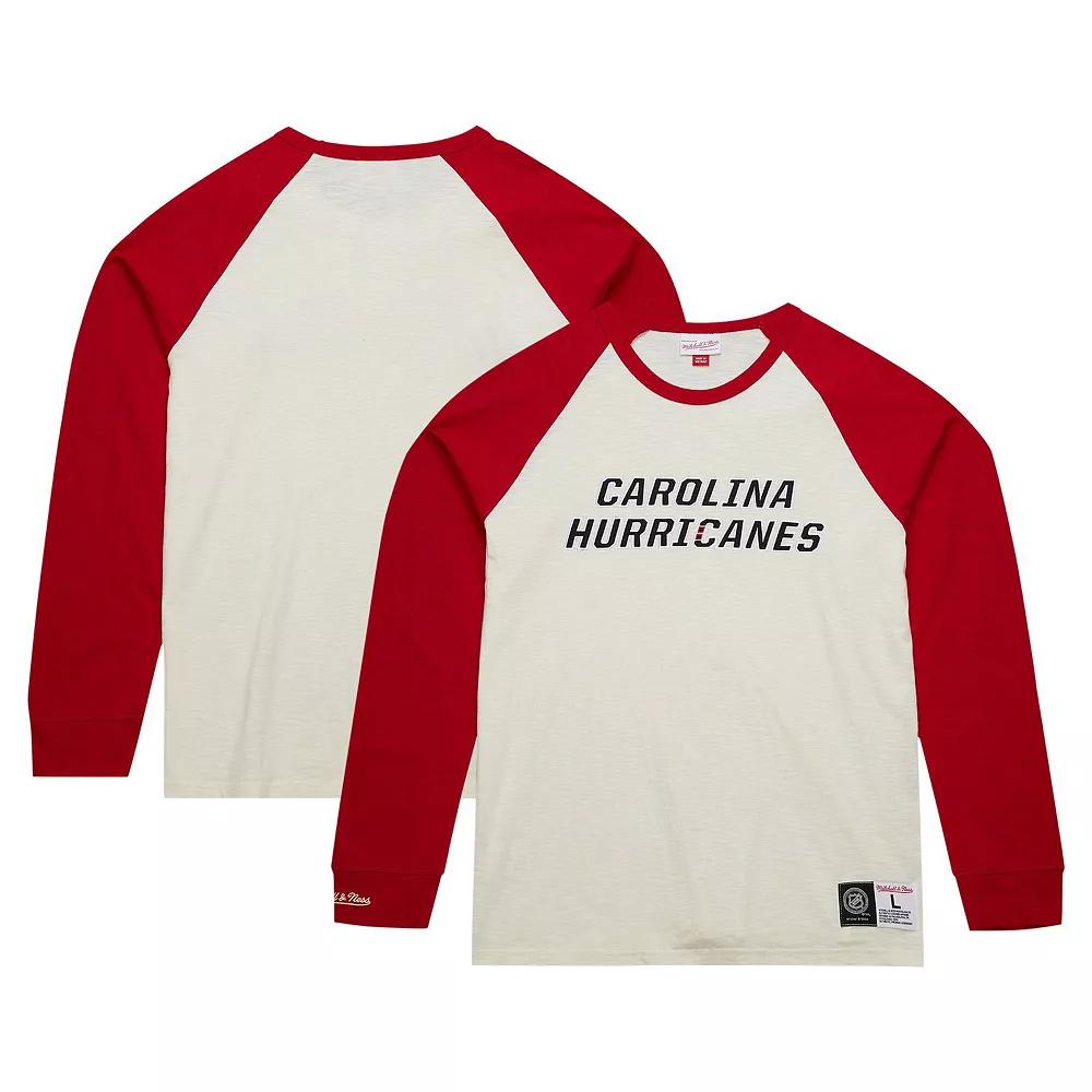 Mens Mitchell & Ness Cream Carolina Hurricanes Legendary Slub Vintage Raglan Long Sleeve T-Shirt Product Image
