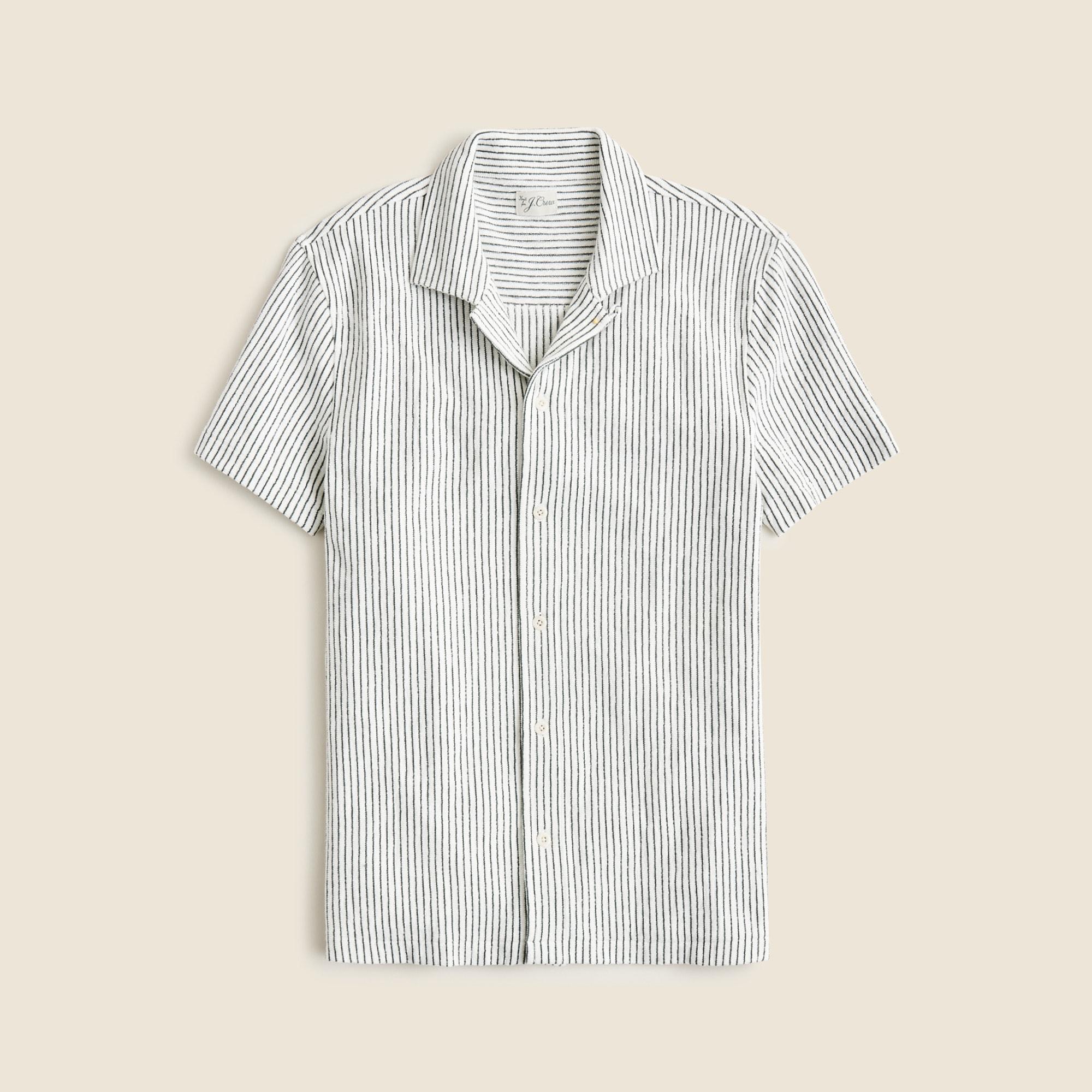 Textured camp-collar sweater-tee in stripe Product Image