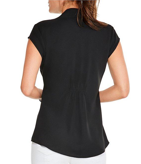 NIC + ZOE Day To Night Woven V-Neck Cap Sleeve High-Low Hem Top Product Image
