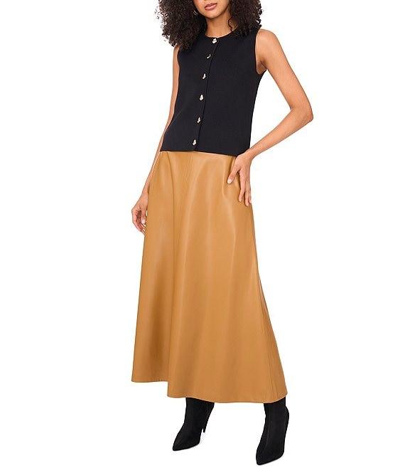 Vince Camuto Round Neck Sleeveless Sweater Vest Product Image