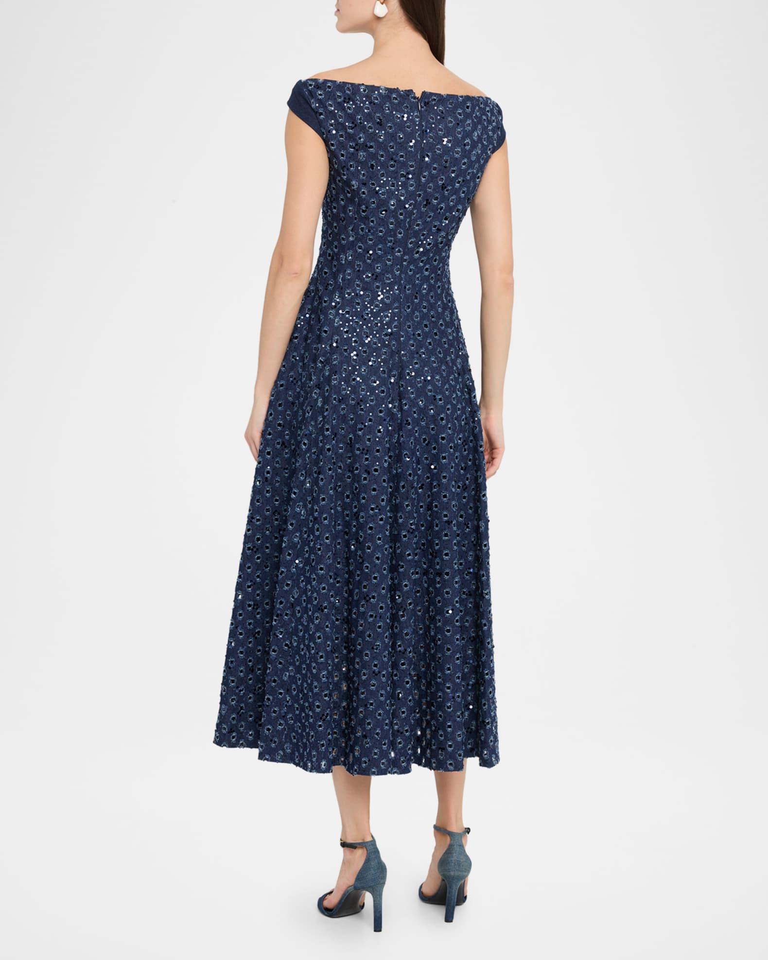 Sequin Denim Fit & Flare Midi Dress Product Image