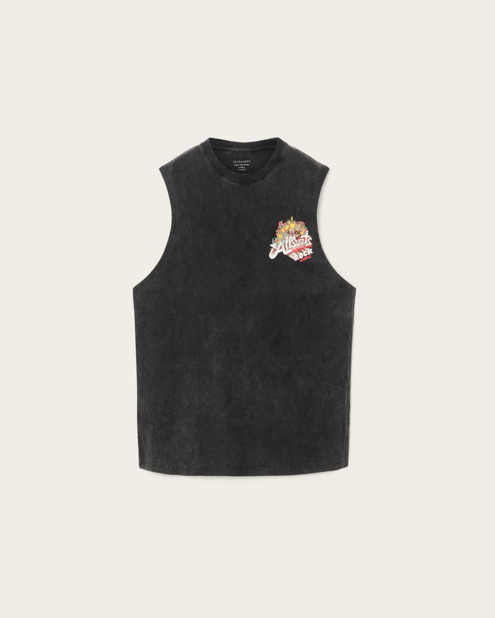 Roque Oversized Sleeveless T-Shirt Washed Black | ALLSAINTS US Product Image