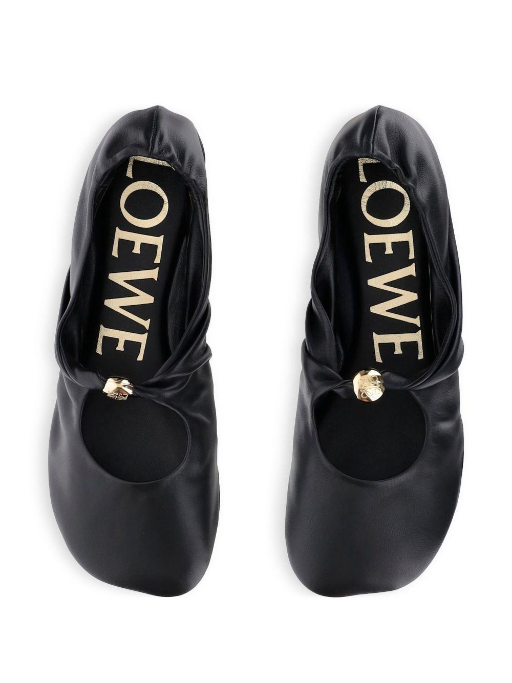 gathered leather ballet flats Product Image