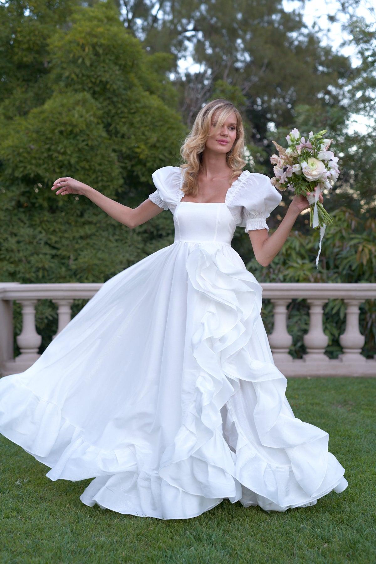 The Ivory Recycled Ruffle Gown Product Image