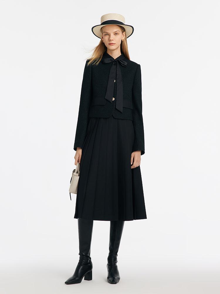 Crop Jacket With Flaps And Half Skirt Two-Piece Suit Product Image